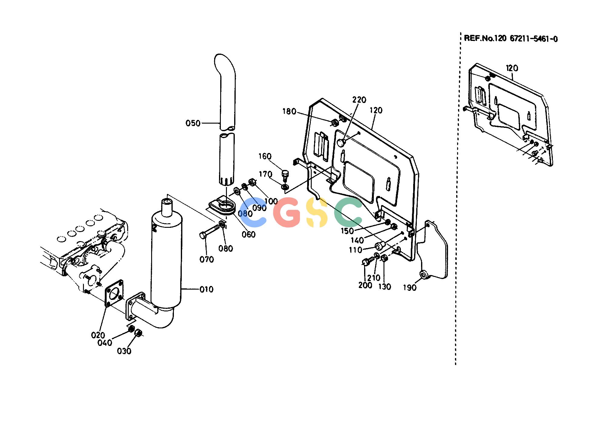 久保田零件查询T04600 MUFFLER AND MUFFLER PIPE [A] [CA] ENGINEEPC Kubota online