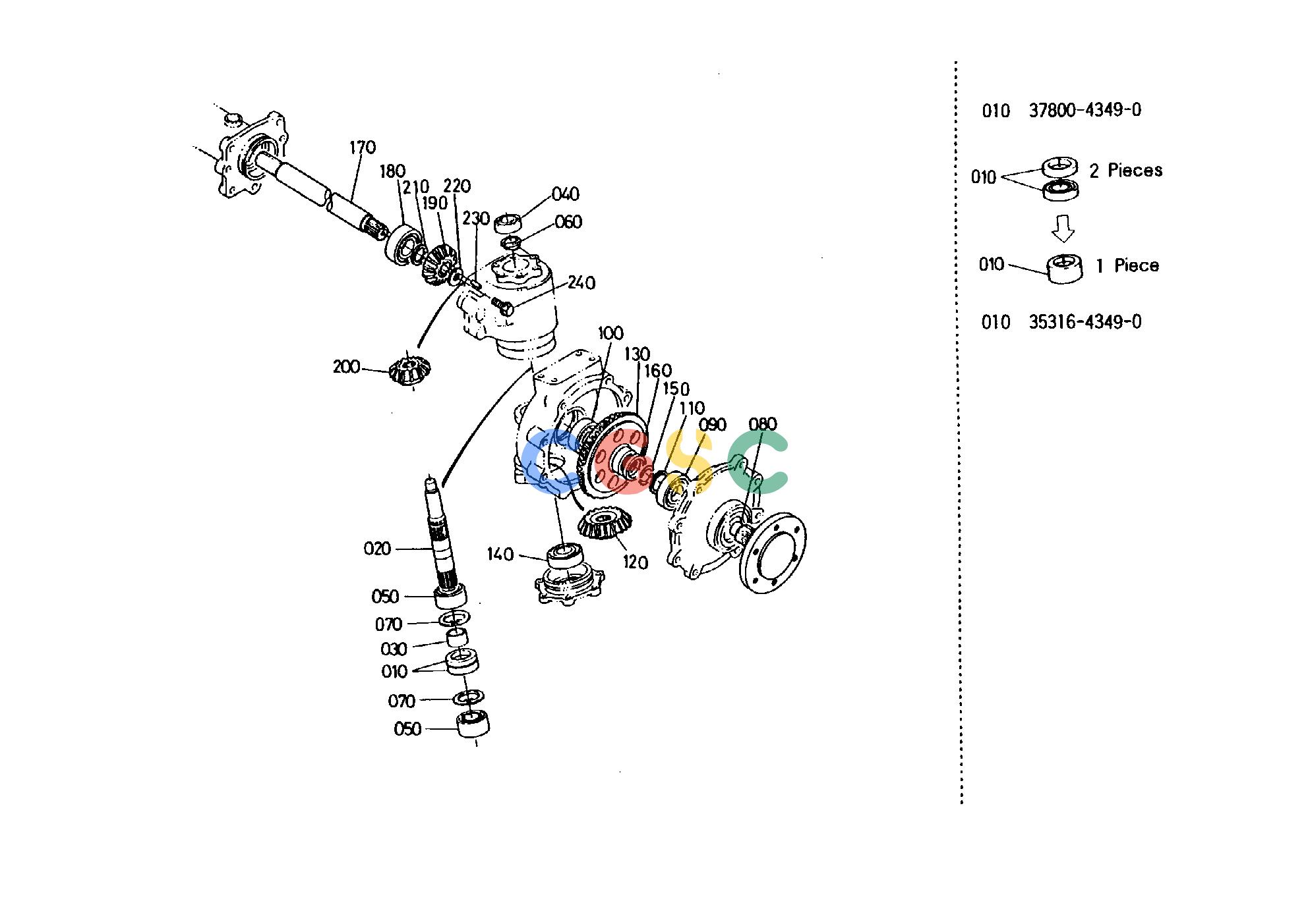 久保田零件查询T07100 DIFF.GEAR SHAFT FRONT AXLE AND FRONT WHEELEPC Kubota online