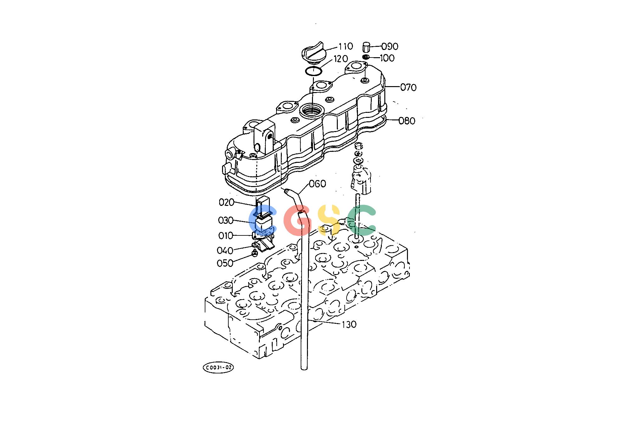 久保田零件查询T03200 CYLINDER HEAD COVER ENGINEEPC Kubota online