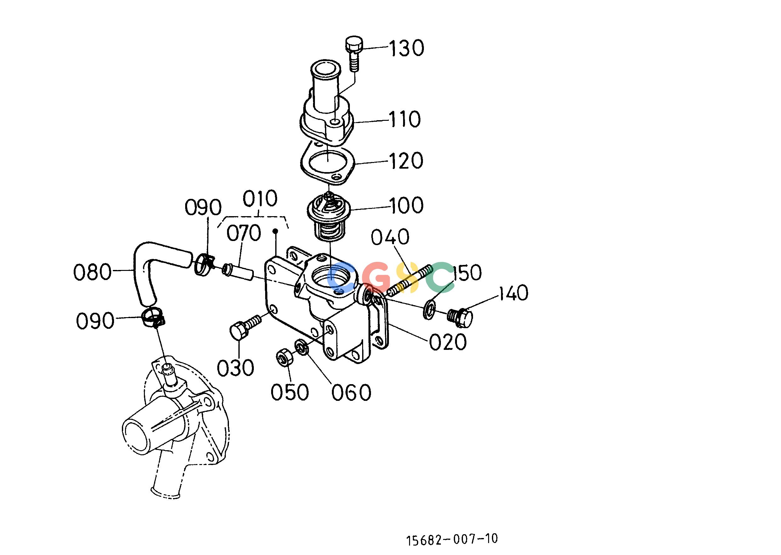久保田零件查询T01900 WATER FLANGE/THERMOSTAT ENGINEEPC Kubota online