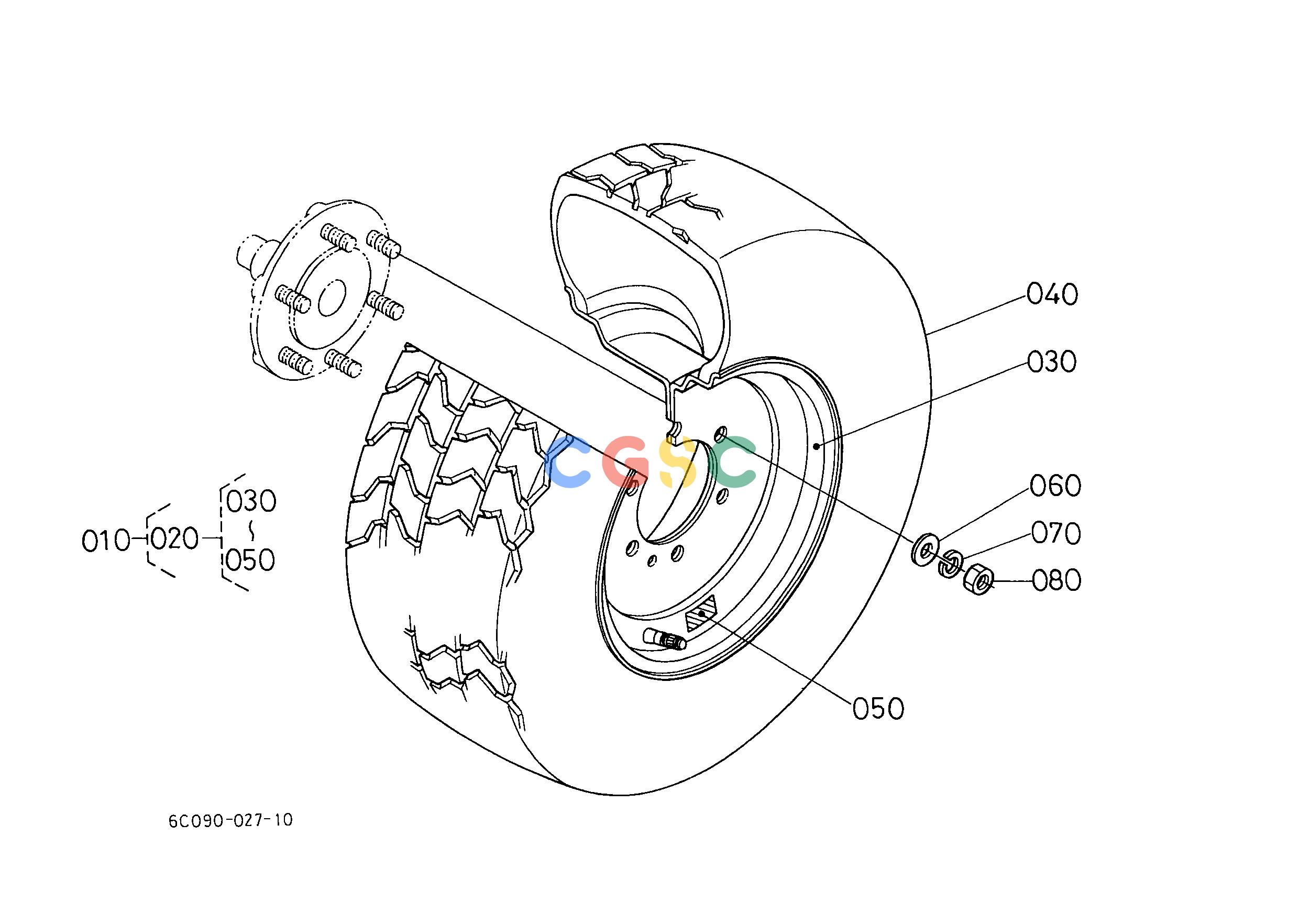 久保田零件查询T07602 FRONT WHEEL (21 X 8.00-10) FRONT AXLE/FRONT WHEELEPC Kubota online