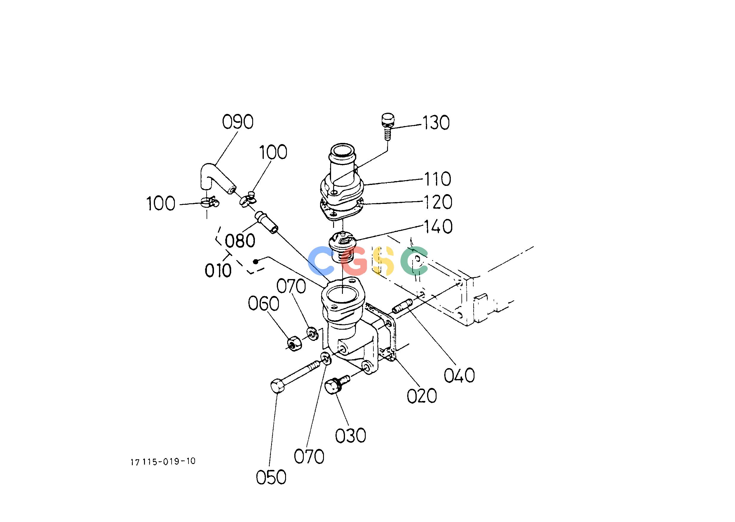 久保田零件查询T01901 WATER FLANGE AND THERMOSTAT ENGINEEPC Kubota online