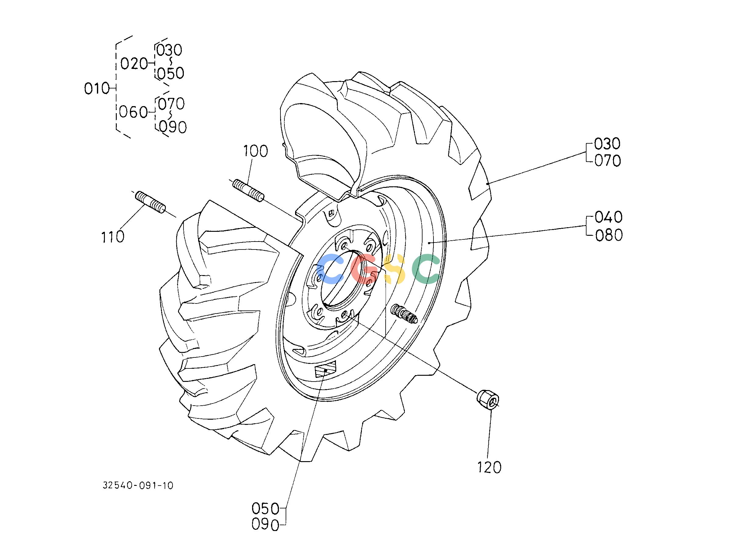 久保田零件查询T09303 FRONT WHEEL (9.5-16) [A] [CA] FRONT AXLE/FRONT WHEELEPC Kubota online