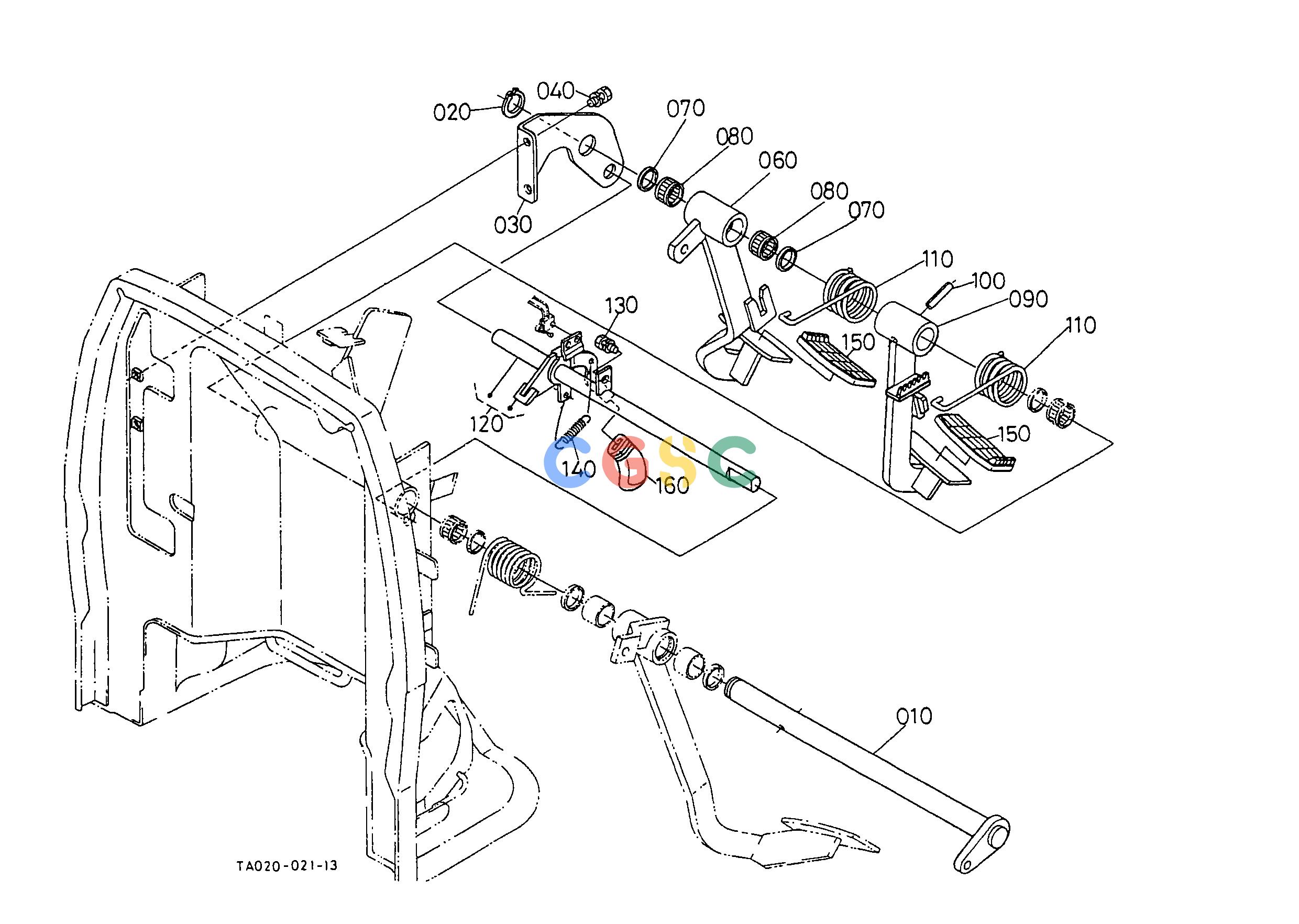 久保田零件查询T07600 BRAKE PEDAL ## NOTE:ORDER BY REF.No.090 and 120 NEW PARTS. BRAKEEPC Kubota online
