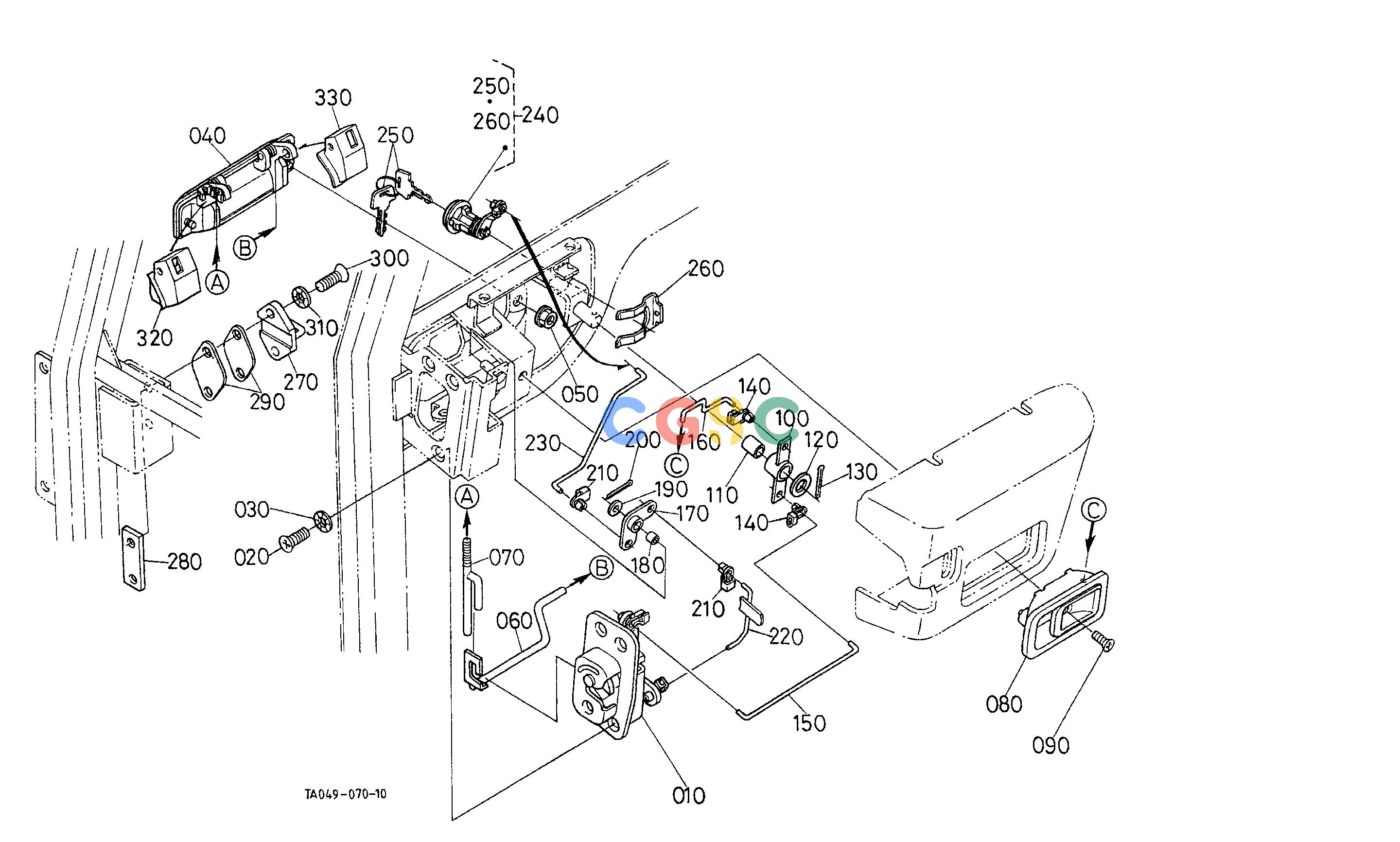 久保田零件查询T14500 DOOR LOCK RH HOOD(BONNET) AND CABEPC Kubota online