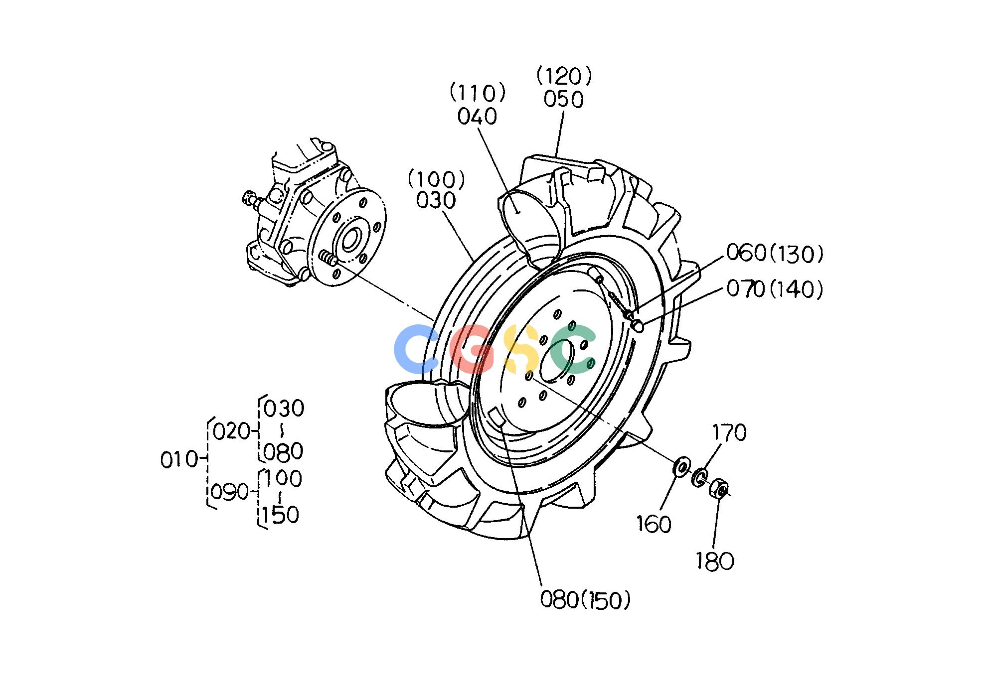 久保田零件查询T06201 FRONT WHEEL (6-12) FRONT AXLE/FRONT WHEELEPC Kubota online