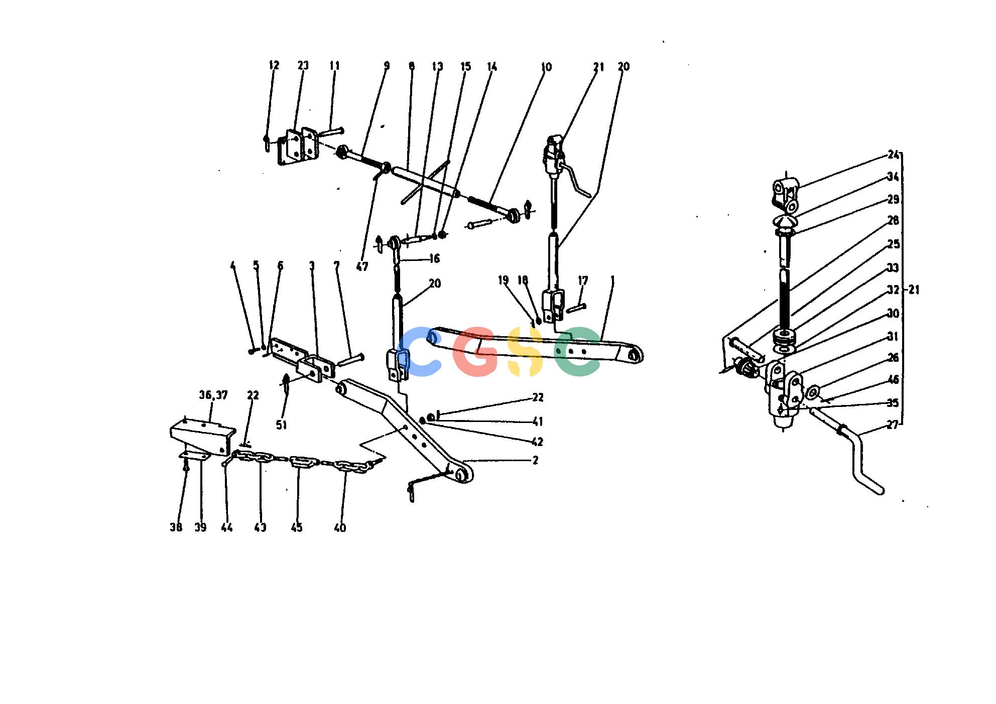 久保田零件查询260000 3-POINT LINKAGE DRAWBAR AND HITCHEPC Kubota online