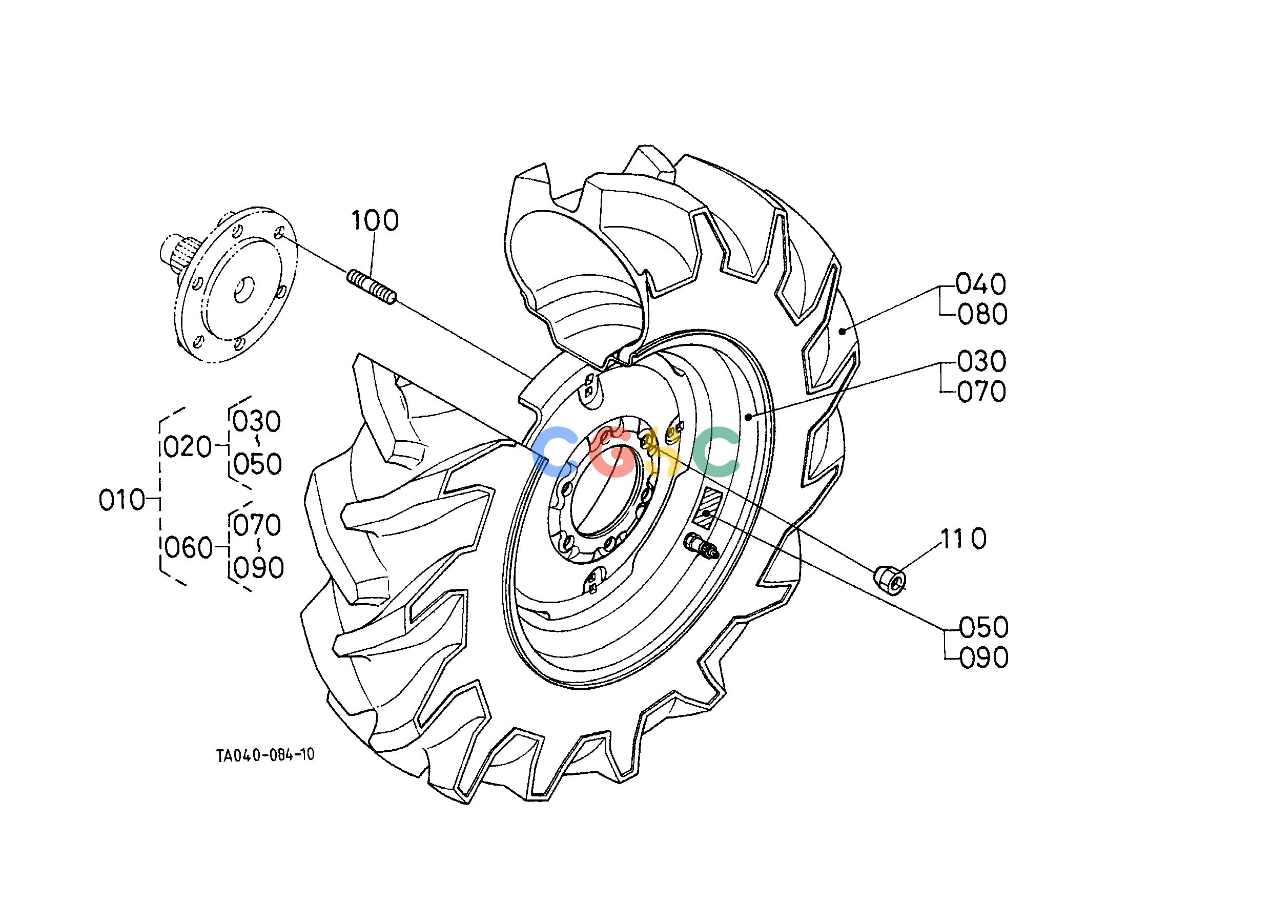久保田零件查询P10101 FRONT WHEEL (8-16) FRONT/REAR TIREEPC Kubota online