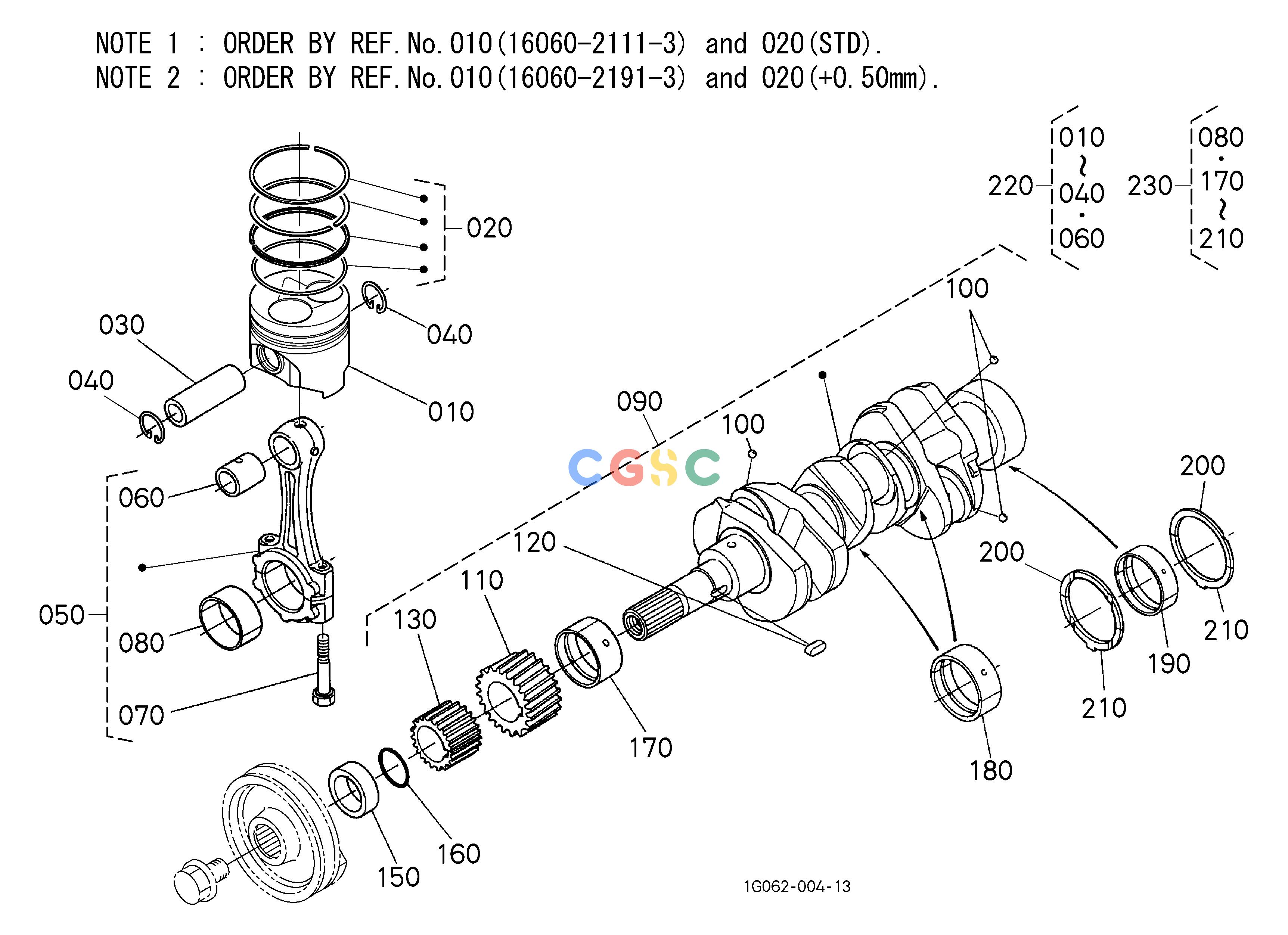 久保田零件查询010202 PISTON AND CRANKSHAFT ## S.No.>=4U0001 ENGINEEPC Kubota online