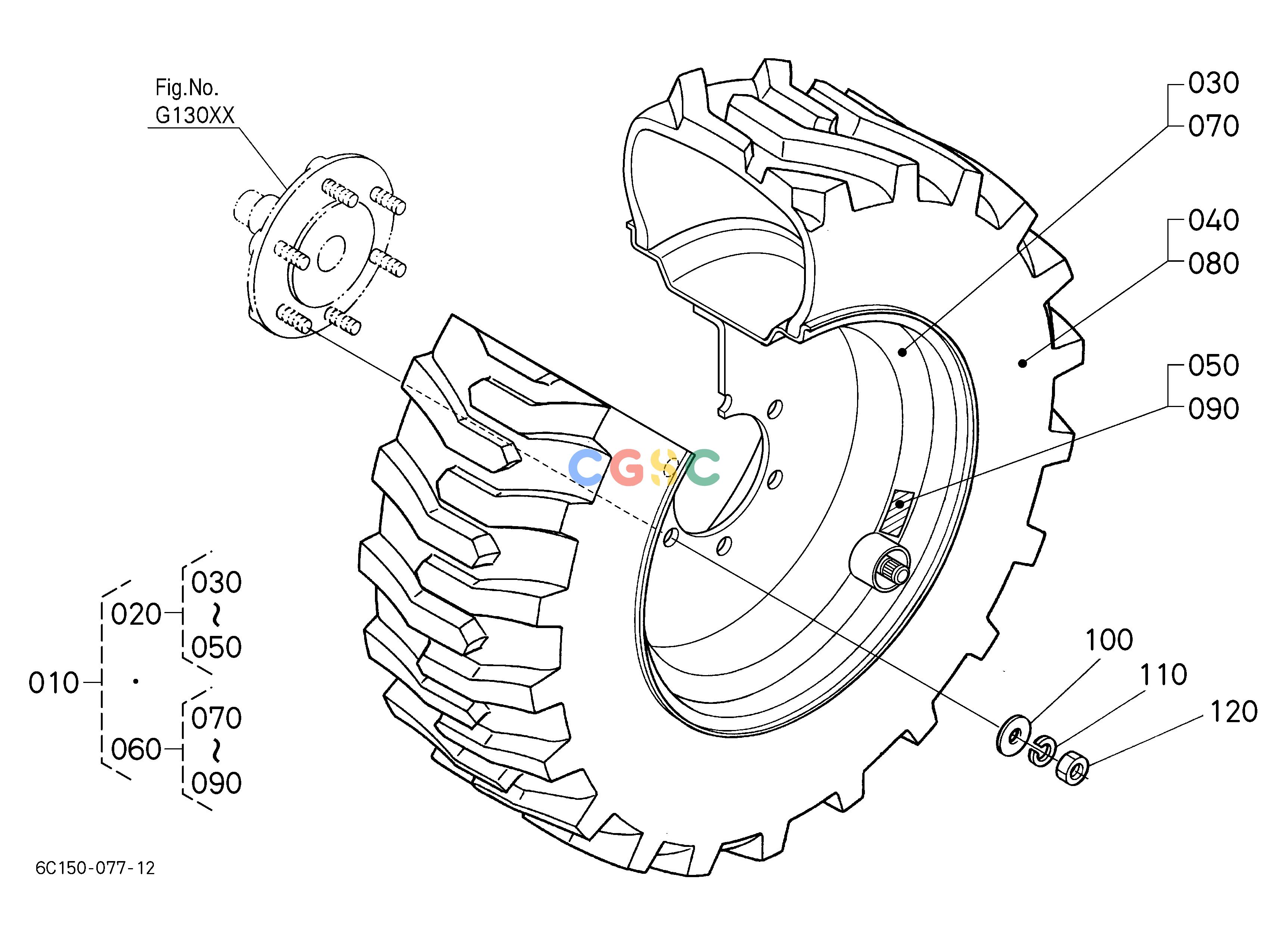 久保田零件查询R10105 FRONT WHEEL(23*8.50-12) [EXCEPT[AU][NZ]] FRONT TIREEPC Kubota online