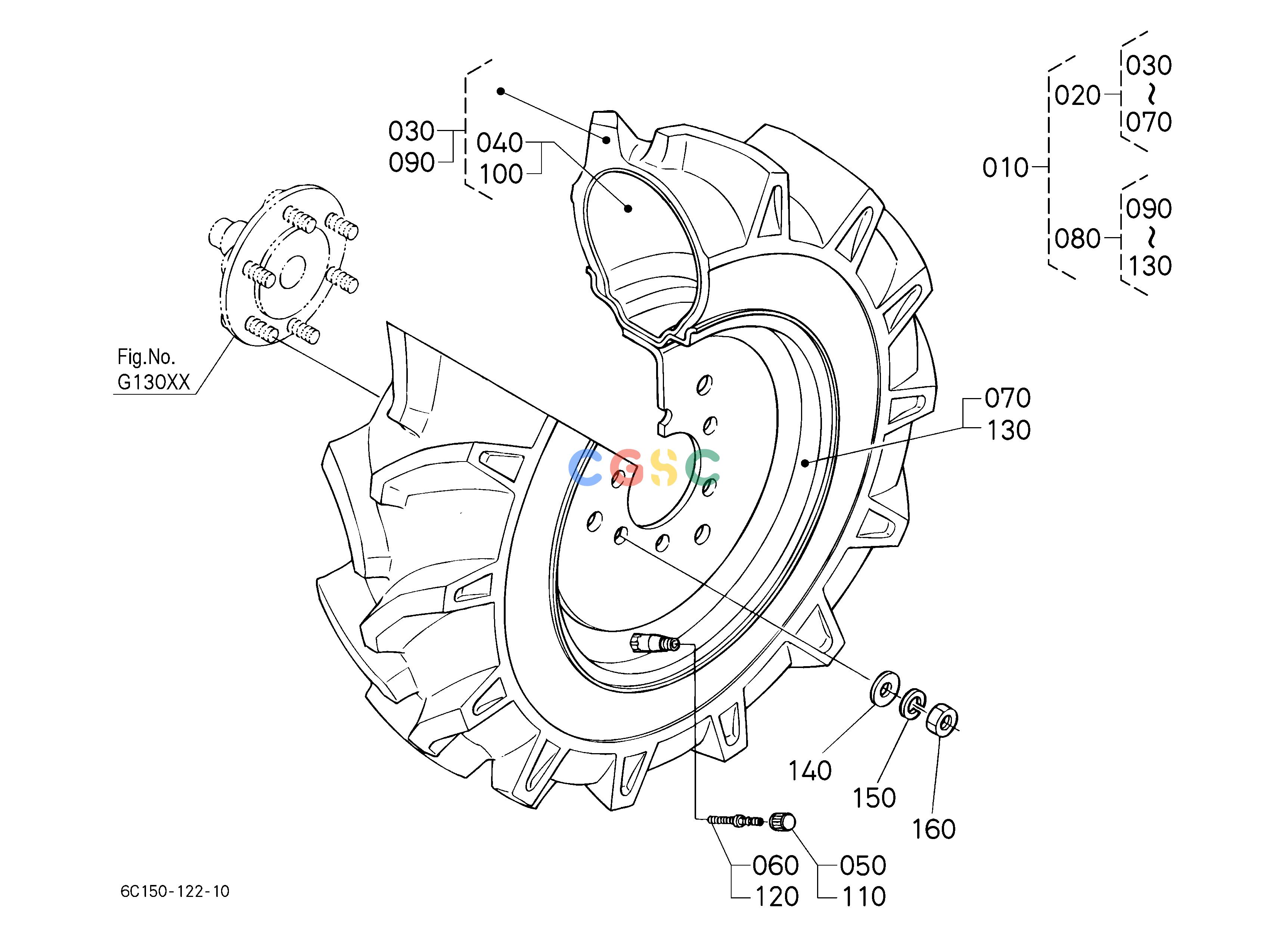 久保田零件查询R10106 FRONT WHEEL(6.00-12) [AU][NZ] FRONT TIREEPC Kubota online