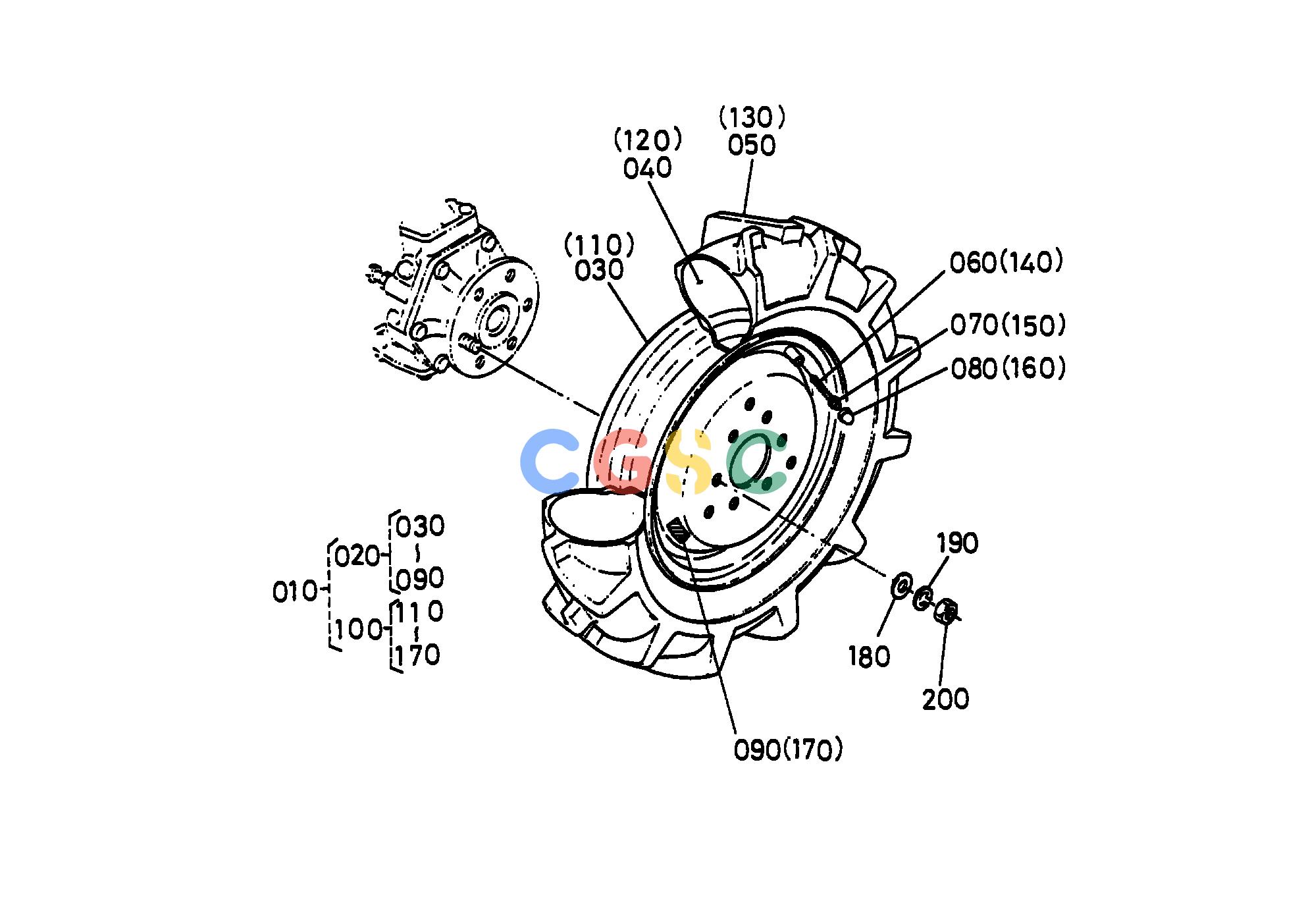 久保田零件查询T07600 FRONT WHEEL (6-12) B7200D-GP FRONT AXLE/FRONT WHEELEPC Kubota online