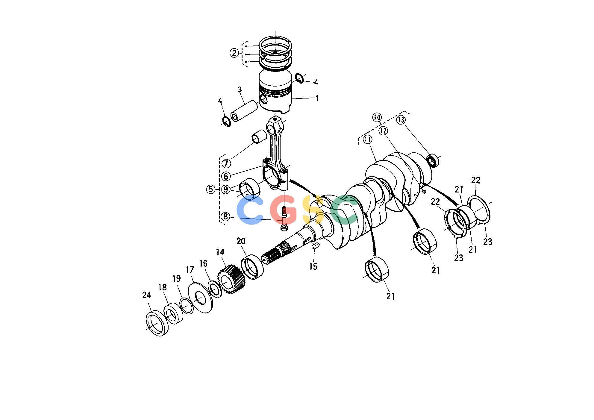 久保田零件查询T01100 PISTON CRANKSHAFT ENGINEEPC Kubota online
