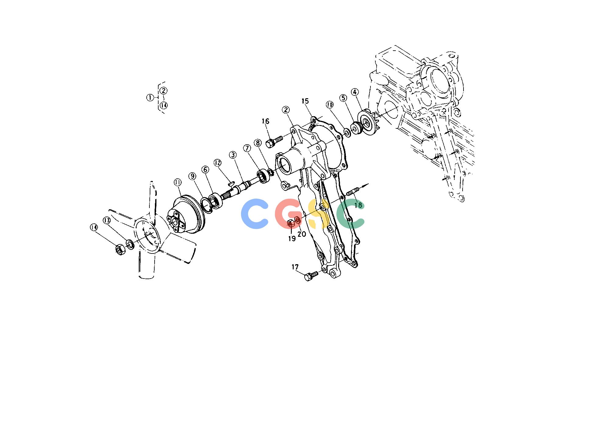 久保田零件查询T01900 WATER PUMP COOLING WATER SYSTEMEPC Kubota online