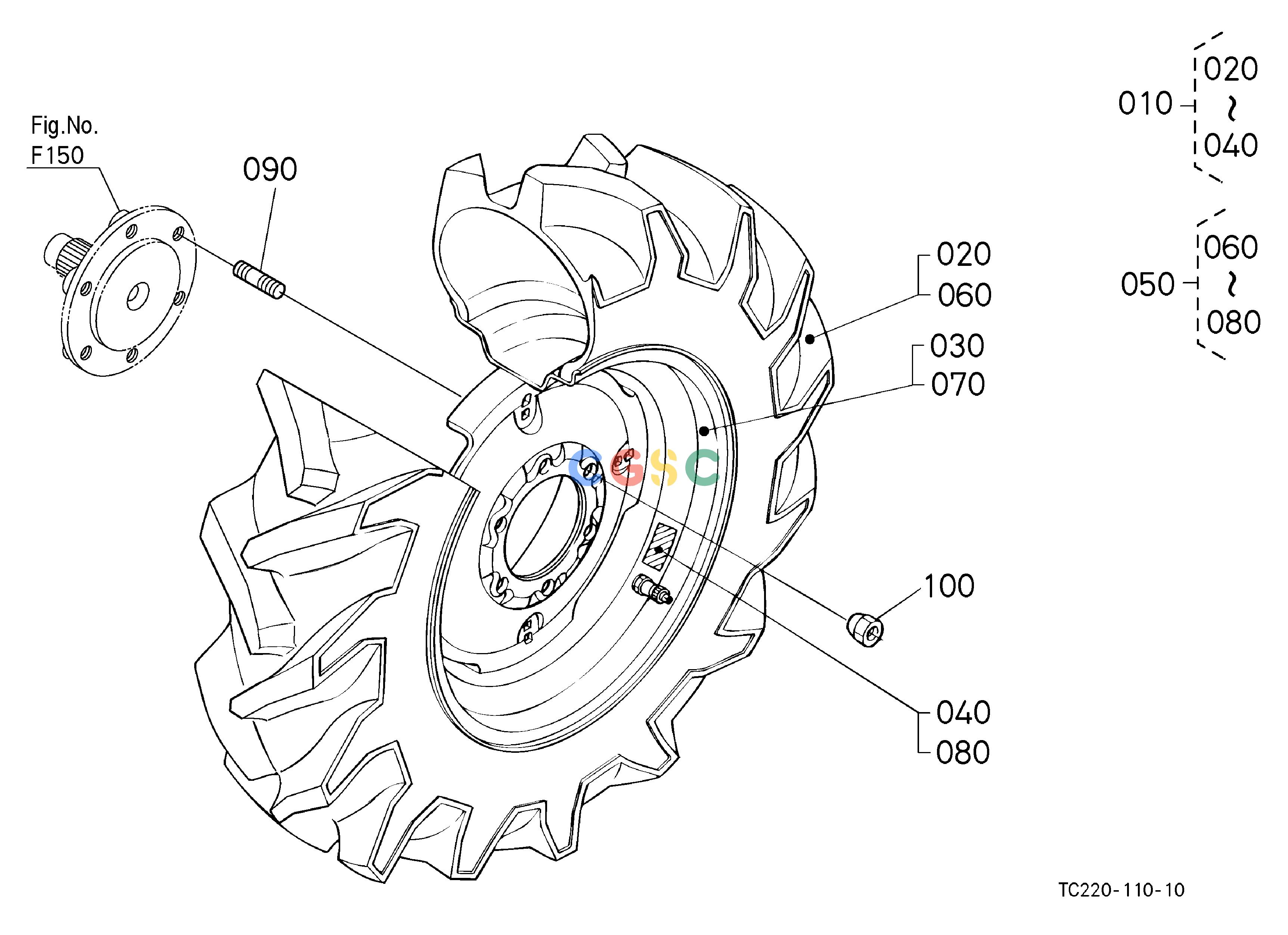 久保田零件查询P10107 FRONT WHEEL (7-16 R1) [NEW TYPE] FRONT/REAR TIREEPC Kubota online