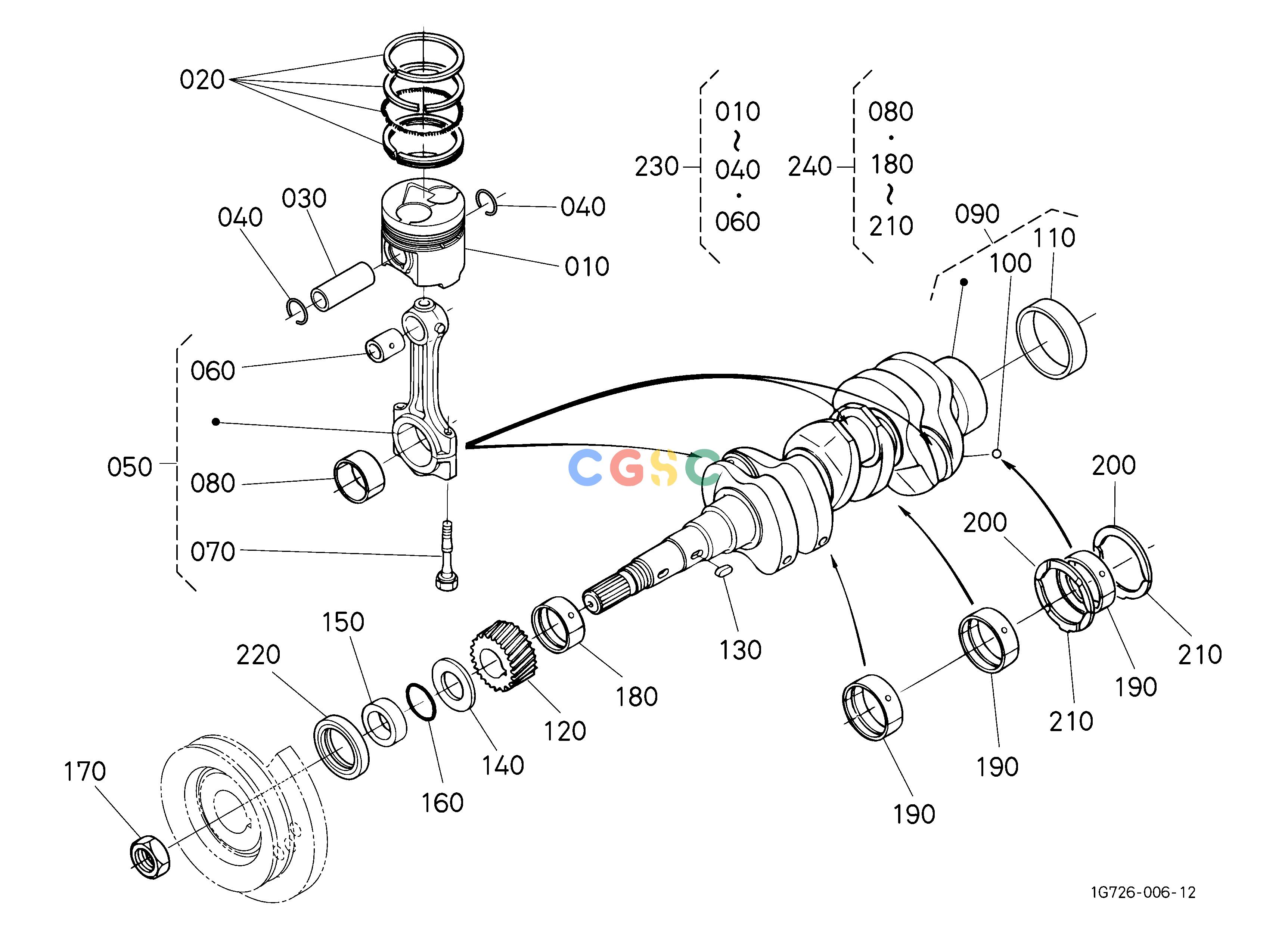 久保田零件查询010201 PISTON AND CRANKSHAFT ## NOTE:ORDER BY REF.No.010 and 040 NEW PARTS. ENGINEEPC Kubota online