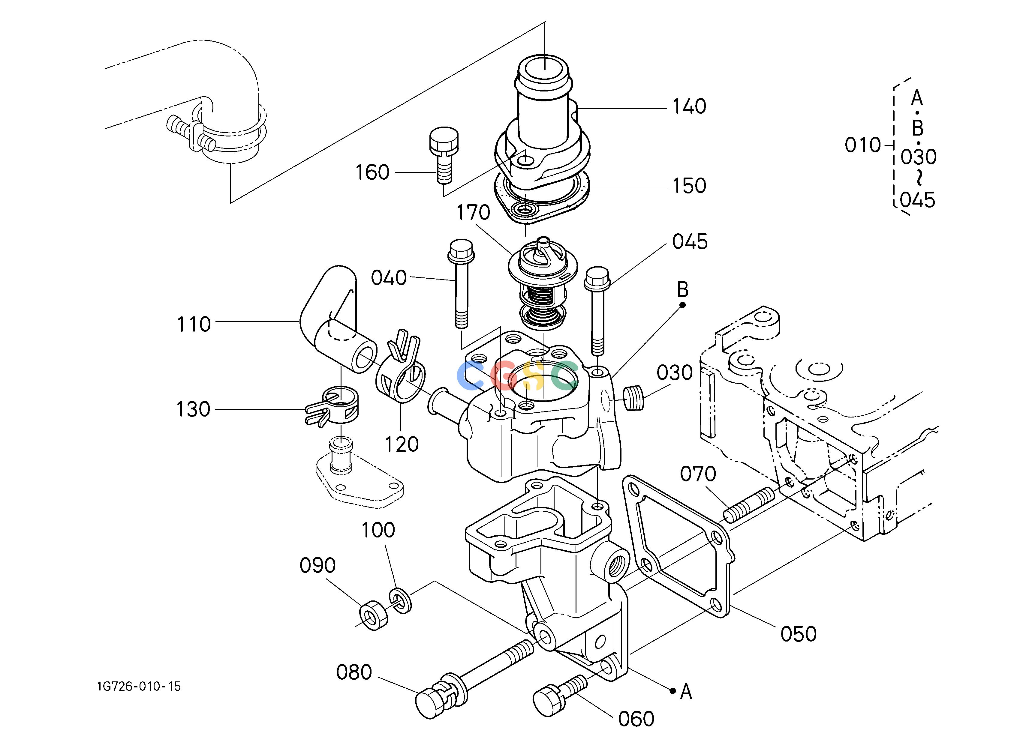 久保田零件查询050001 WATER FLANGE AND THERMOSTAT [ROPS TYPE] ENGINEEPC Kubota online