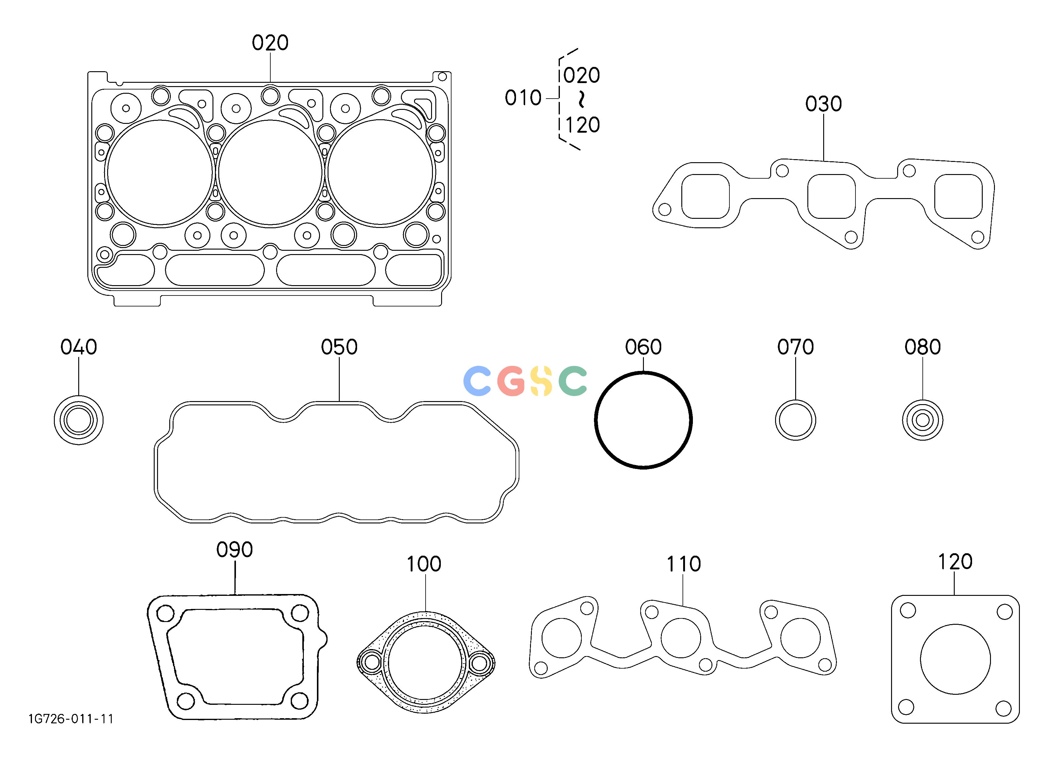 久保田零件查询090101 UPPER GASKET KIT ENGINEEPC Kubota online