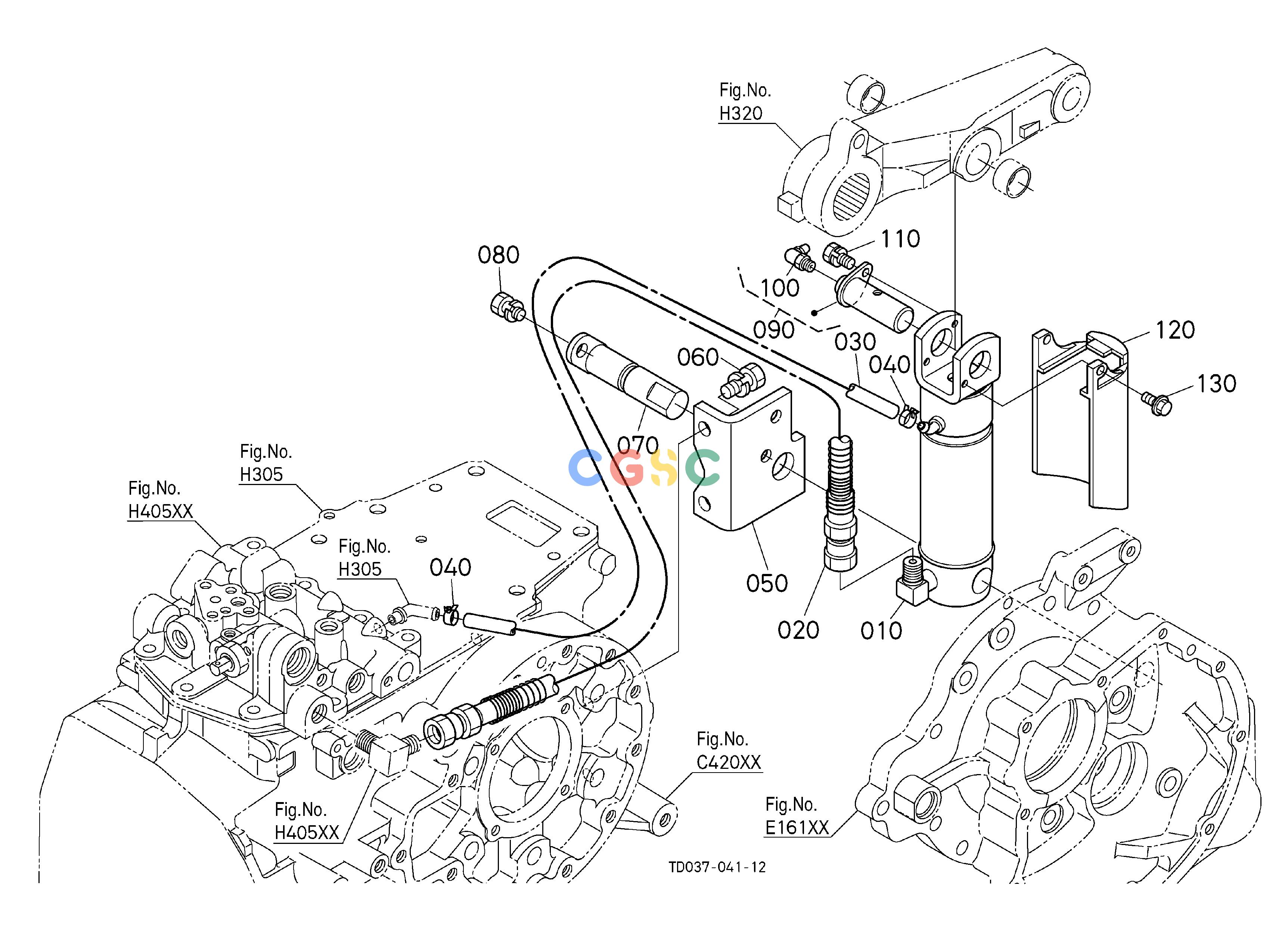久保田零件查询H43601 3P CYLINDER LH HYDRAULIC SYSTEMEPC Kubota online