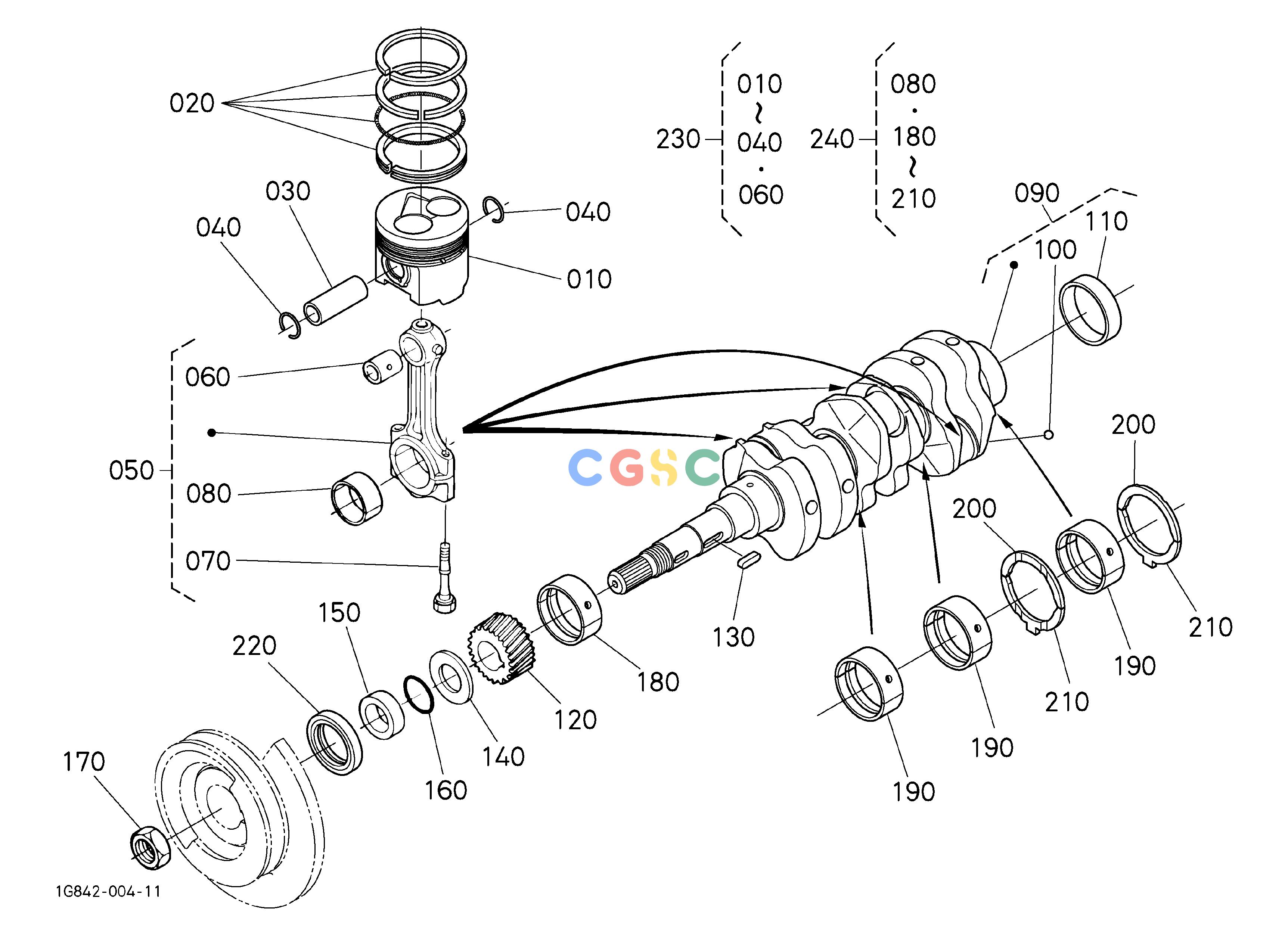 久保田零件查询010203 PISTON AND CRANKSHAFT ## NOTE:ORDER BY REF.No.010 and 040 NEW PARTS. ENGINEEPC Kubota online