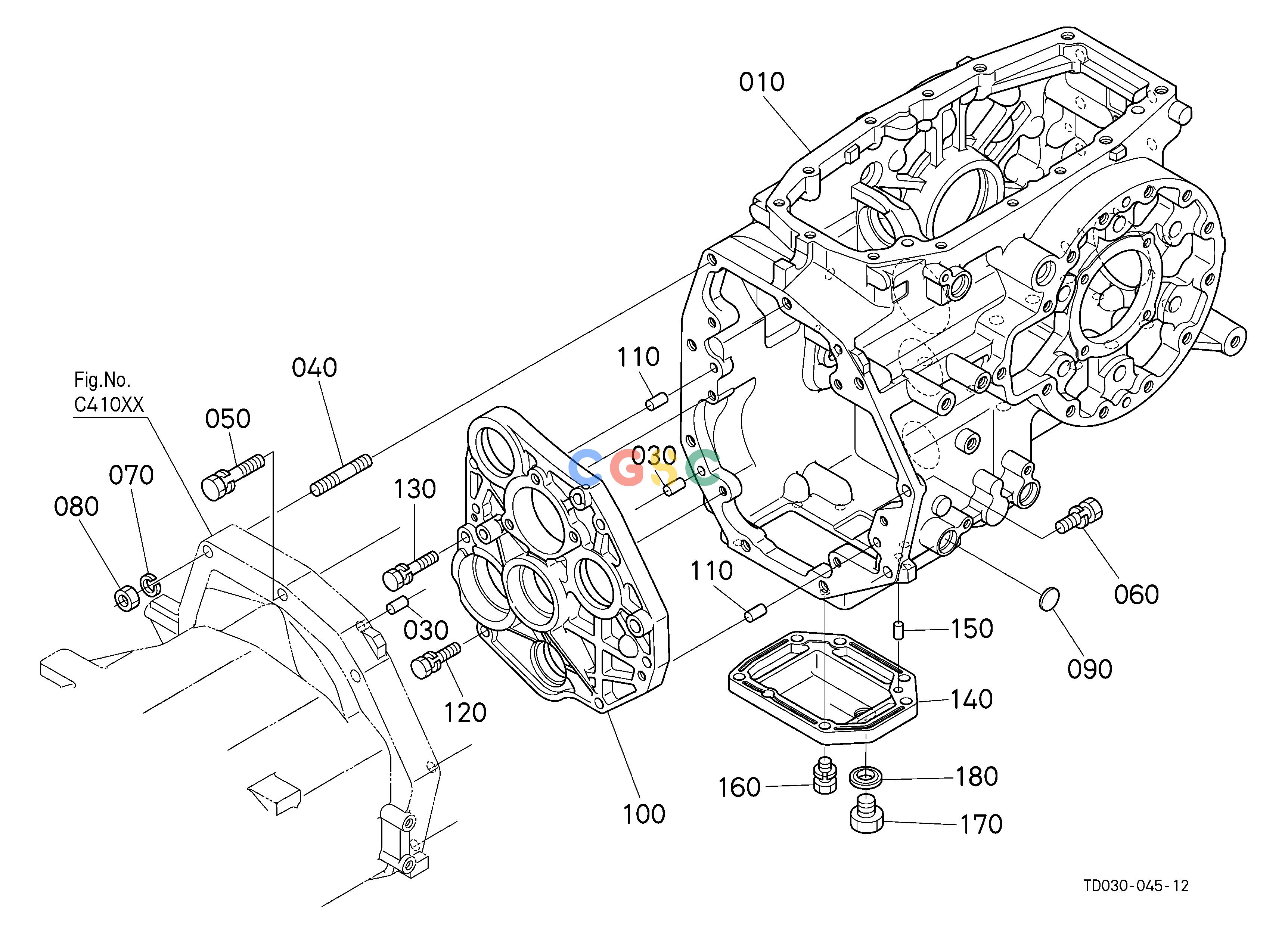 久保田零件查询C42004 TRANSMISSION CASE [HST TYPE] CLUTCH/TRANSMISSIONEPC Kubota online