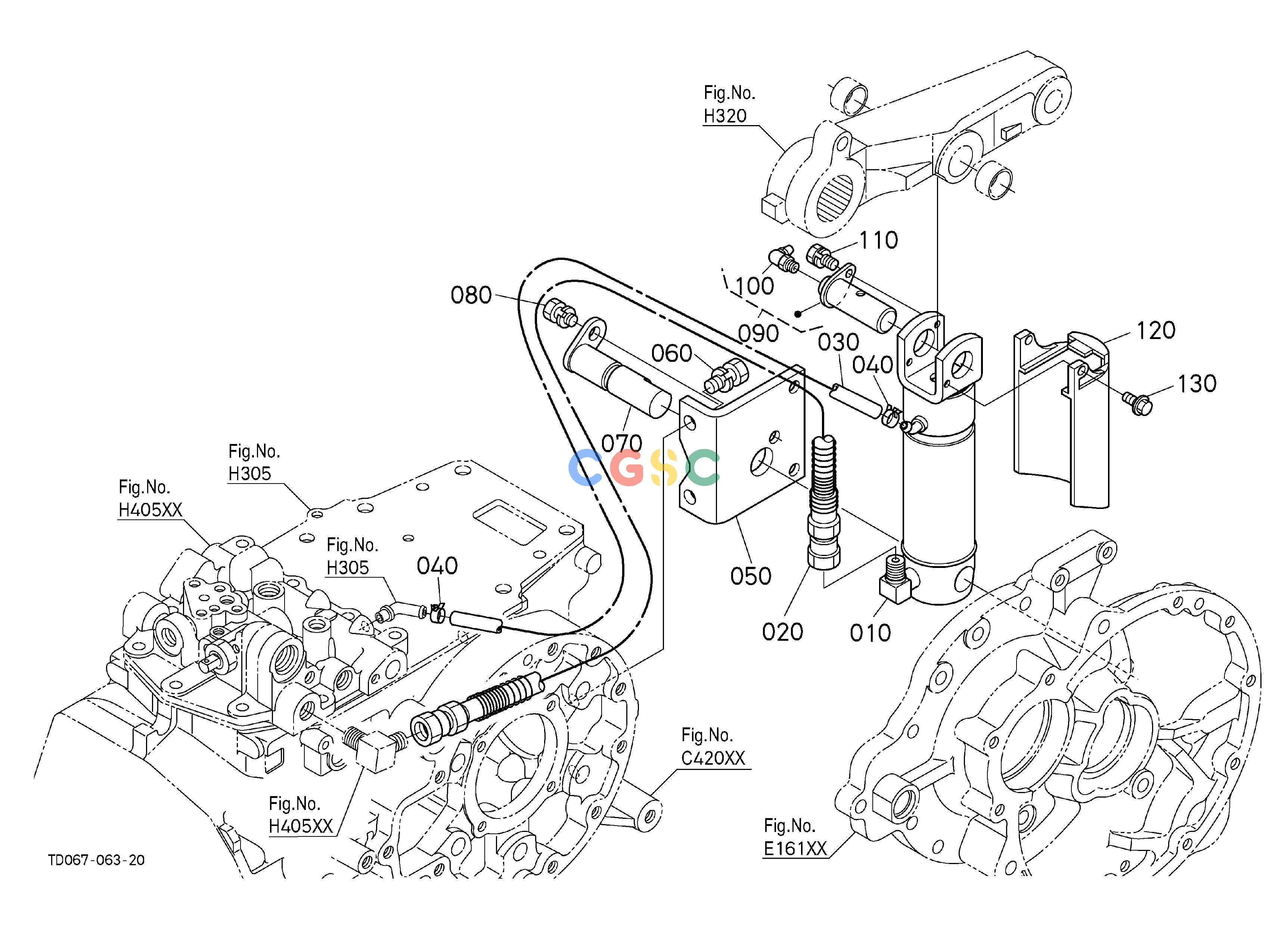 久保田零件查询H43602 3P CYLINDER LH HYDRAULIC SYSTEMEPC Kubota online