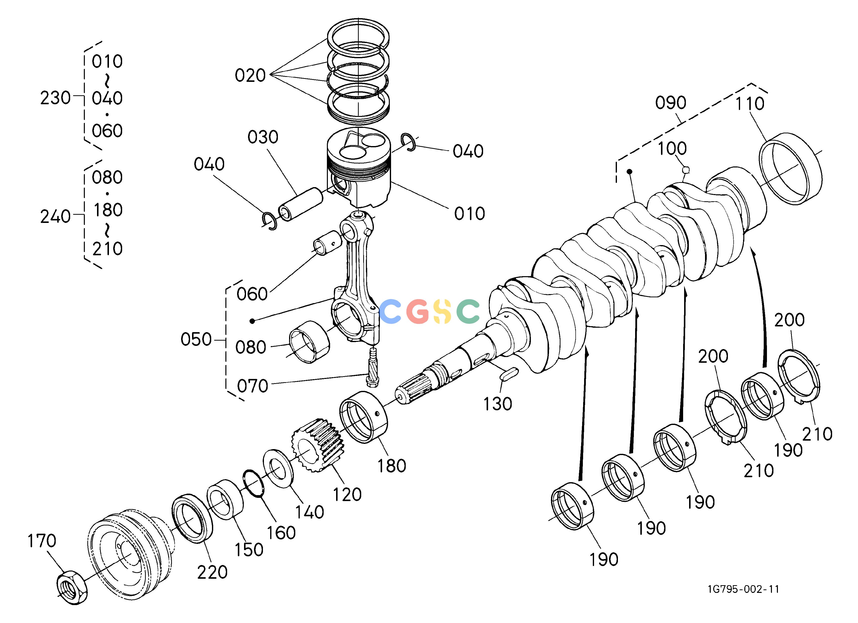 久保田零件查询010201 PISTON AND CRANKSHAFT ## NOTE:ORDER BY REF.No.010 (1A091-2111-3 or 1A091-2190-3) and 040 NEW PARTS. ENGINEEPC Kubota online