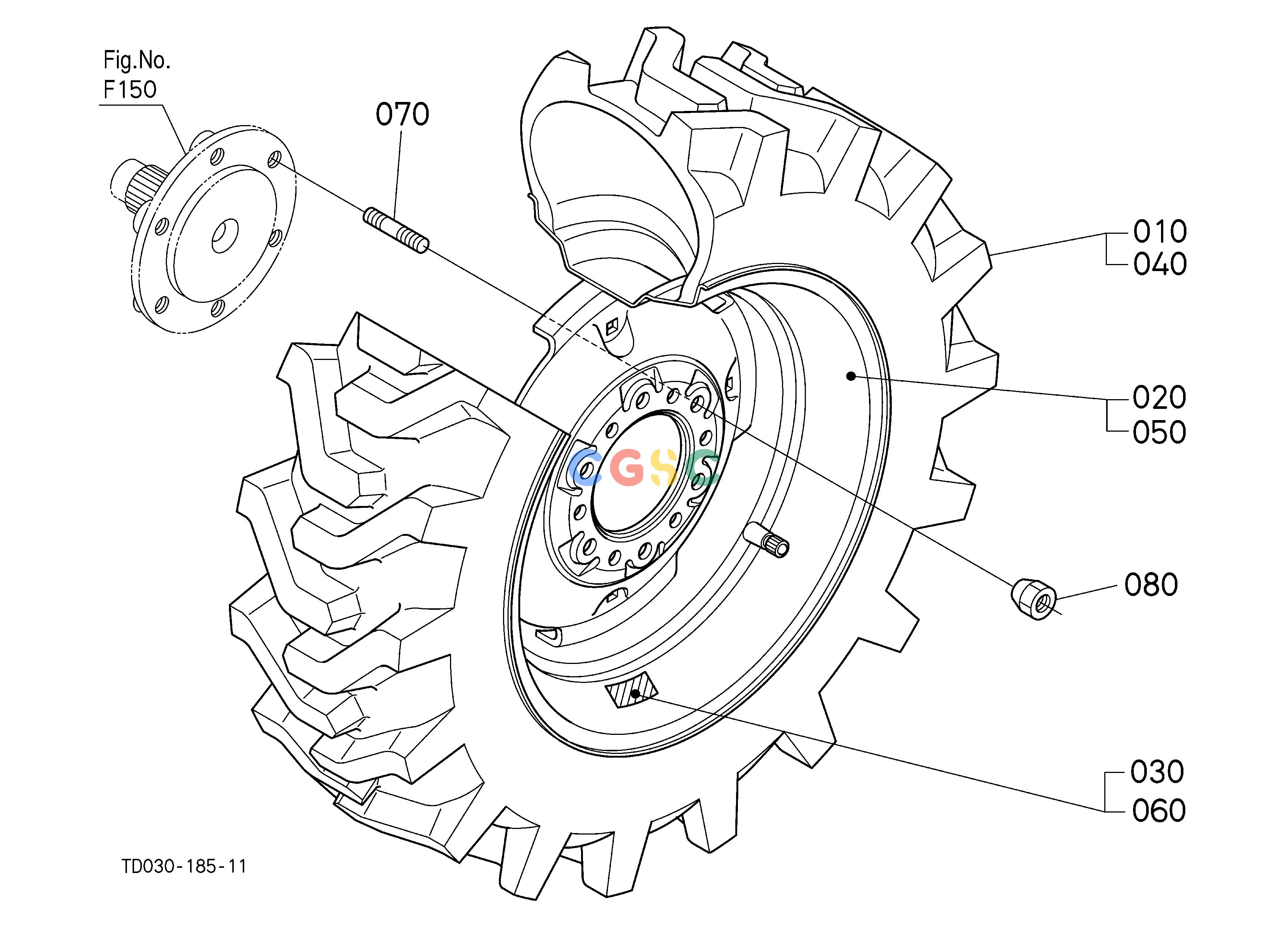 久保田零件查询P10104 FRONT WHEEL(10.0-16.5) FRONT/REAR TIREEPC Kubota online