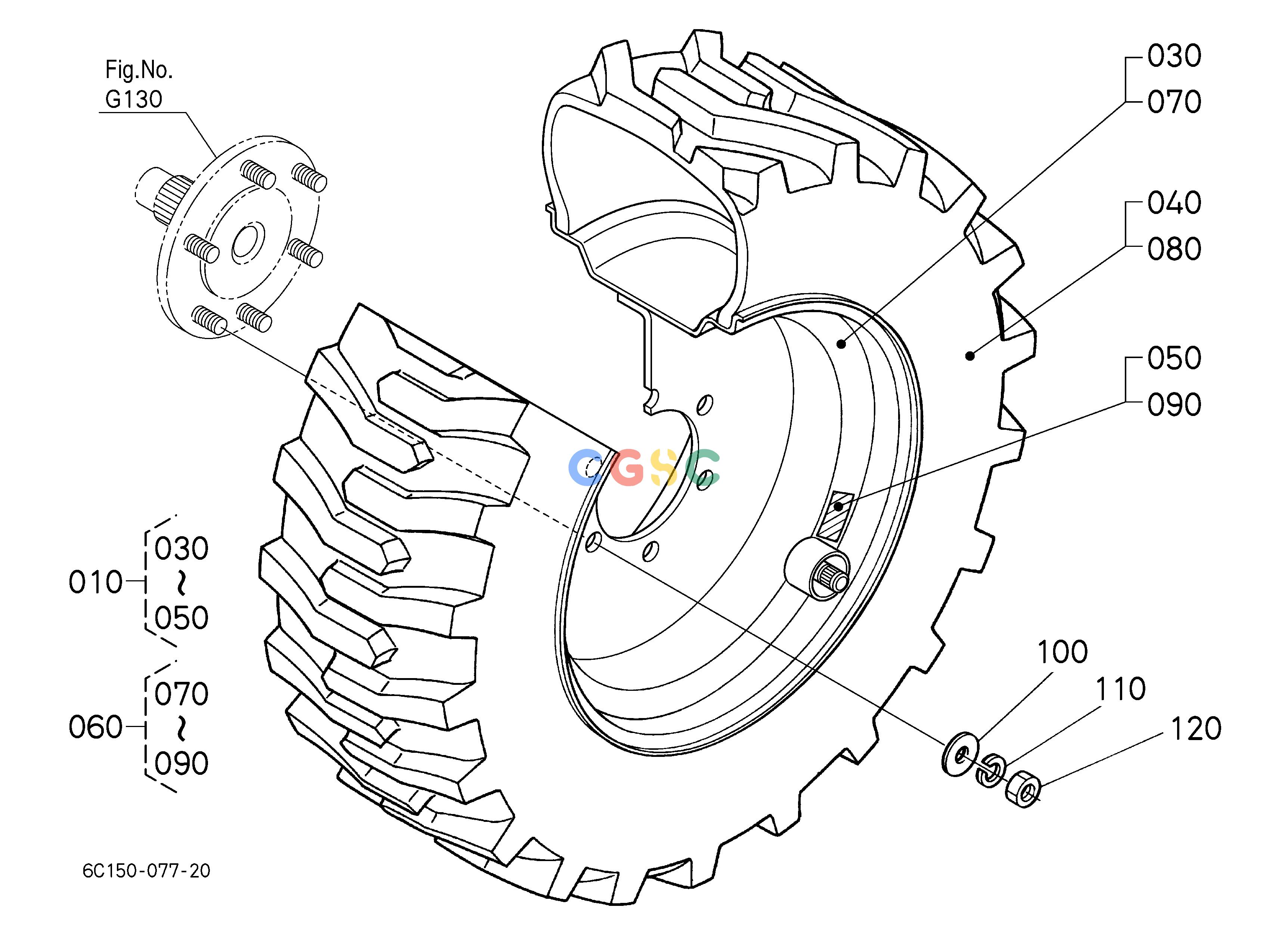 久保田零件查询R10104 FRONT WHEEL(23*8.50-12) FRONT TIREEPC Kubota online