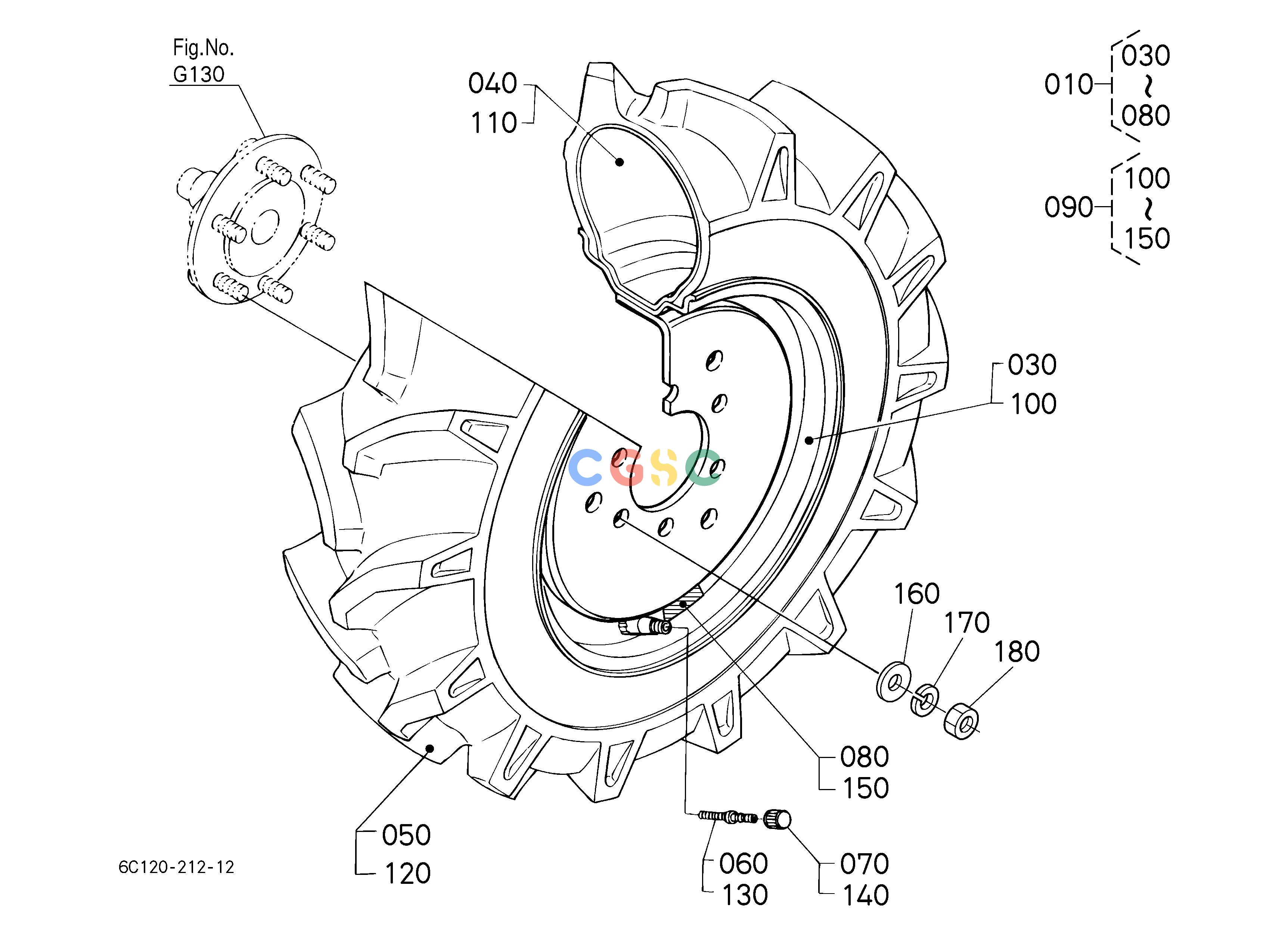 久保田零件查询R10105 FRONT WHEEL FRONT TIREEPC Kubota online