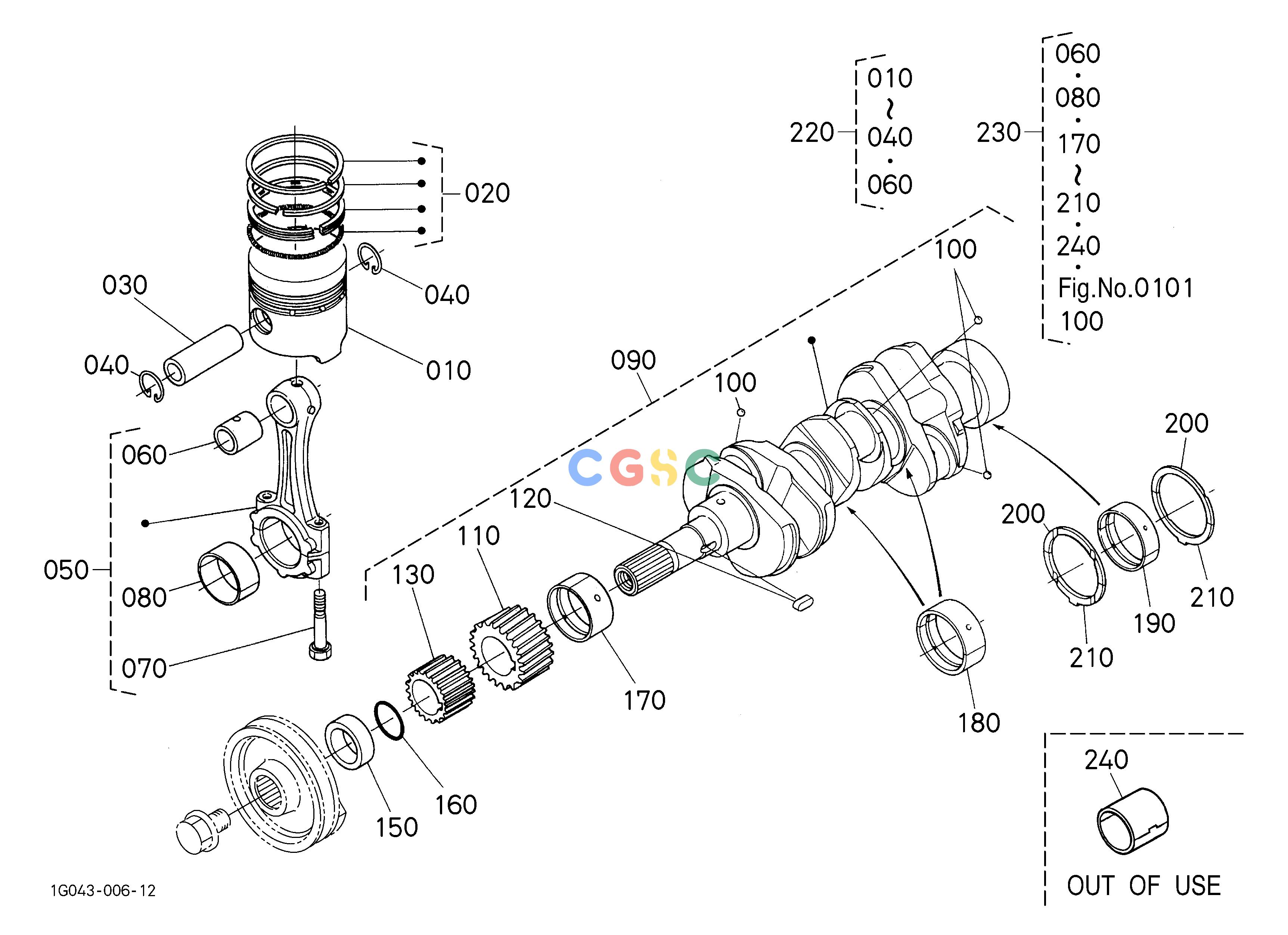 久保田零件查询010201 PISTON AND CRANKSHAFT ## S.No.;<=4T1477 [NOTE:ORDER BY Fig.No.010202 REF.No.010 and 020 NEW PART.] ENGINEEPC Kubota online
