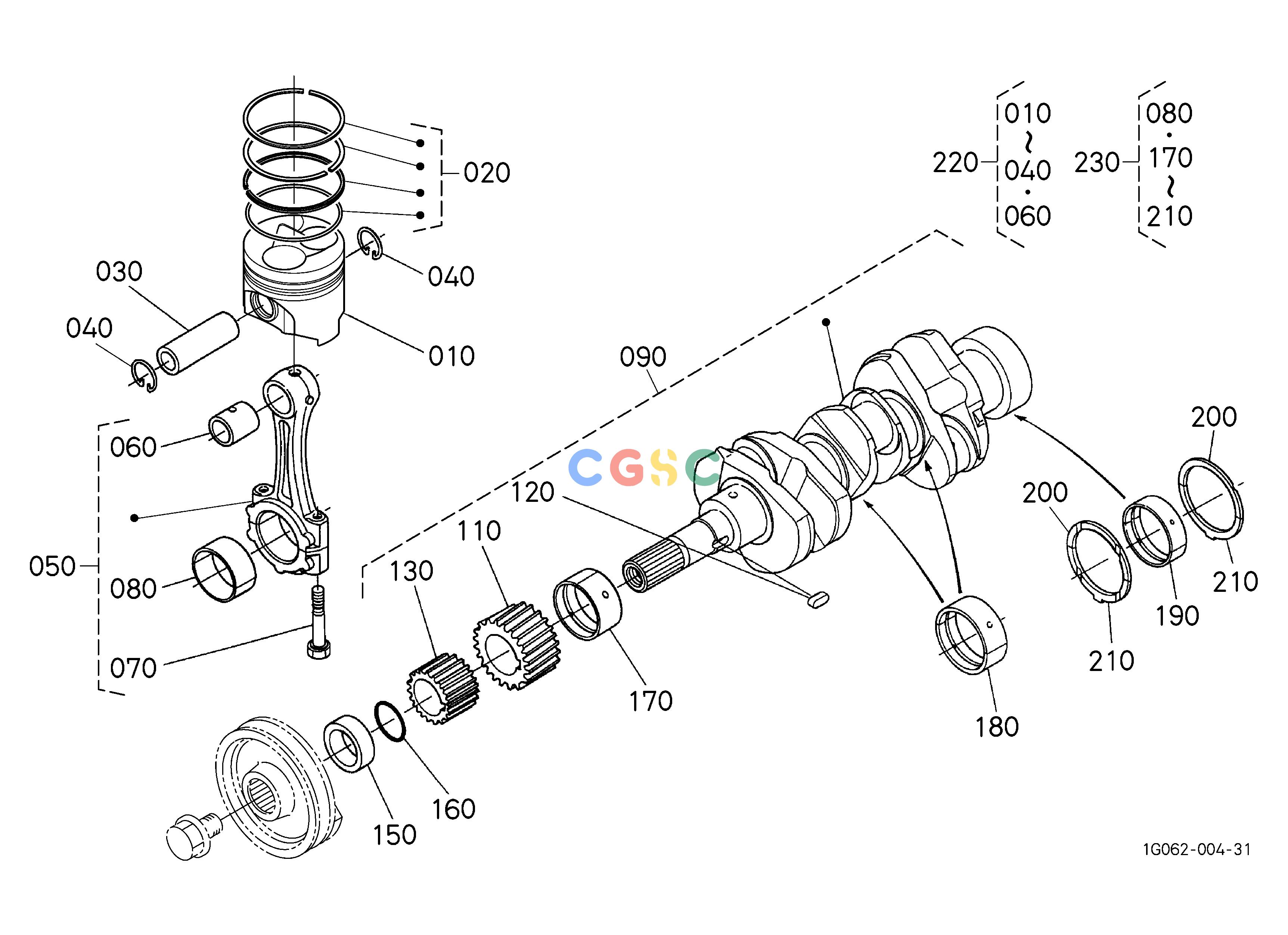 久保田零件查询010202 PISTON AND CRANKSHAFT ## S.No.;>=4U0001 [NOTE:ORDER BY REF.No.010 and 020 NEW PART.] ENGINEEPC Kubota online