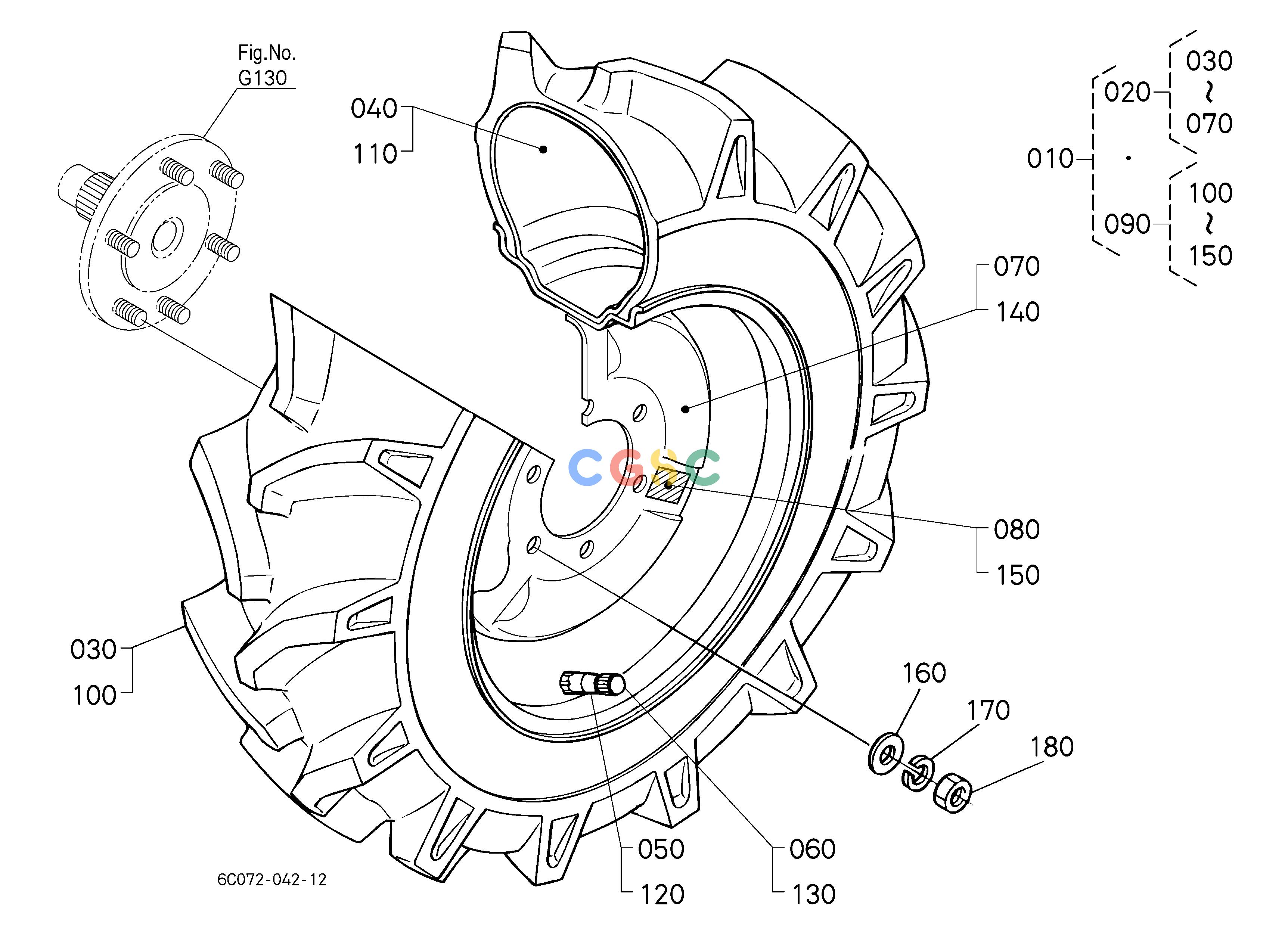 久保田零件查询R10102 FRONT WHEEL(7-12) [EXCEPT [AU] [NZ]] FRONT TIREEPC Kubota online