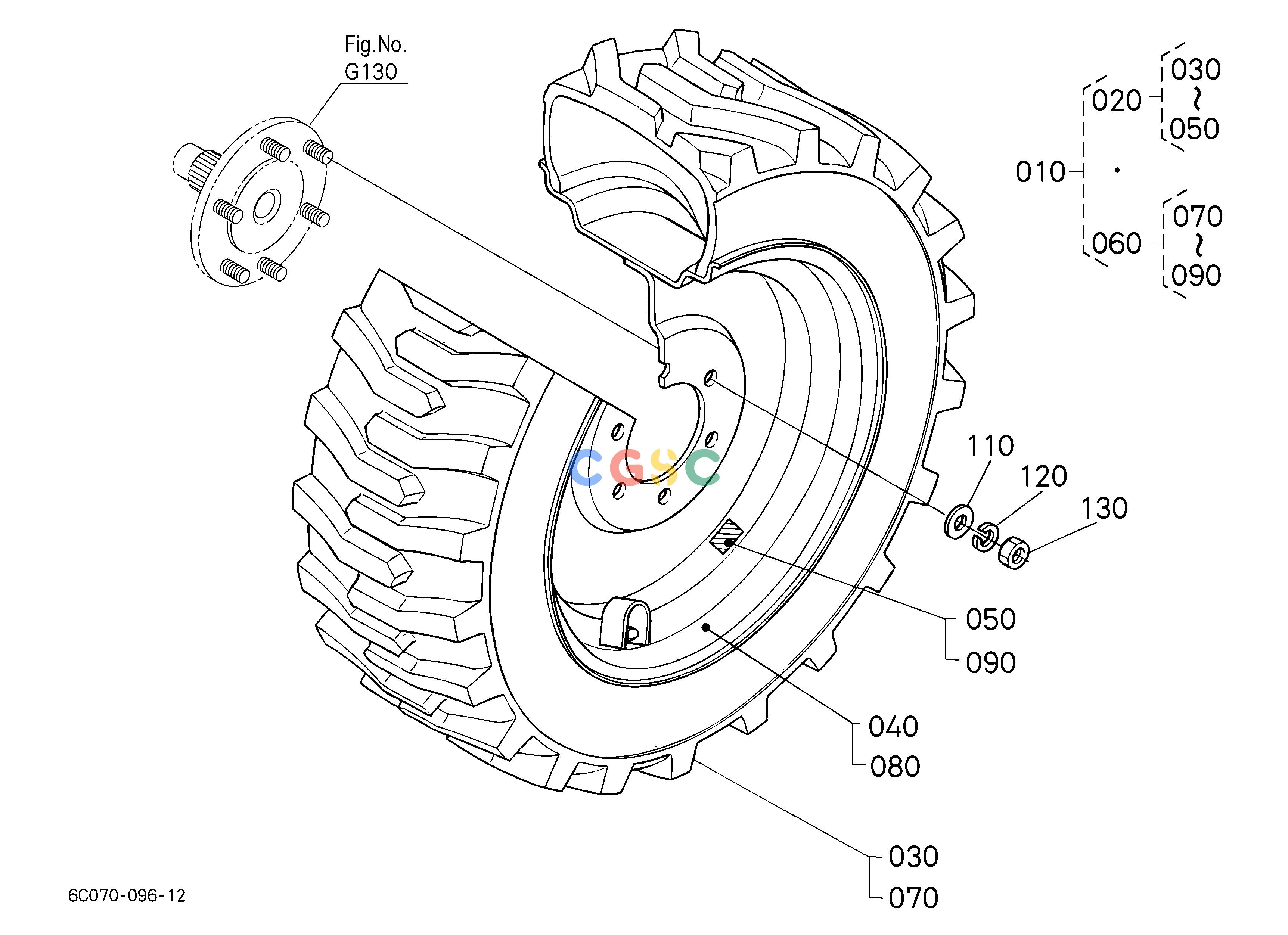 久保田零件查询R10104 FRONT WHEEL(23*8.50-14R4) [EXCEPT [AU] [NZ]] FRONT TIREEPC Kubota online