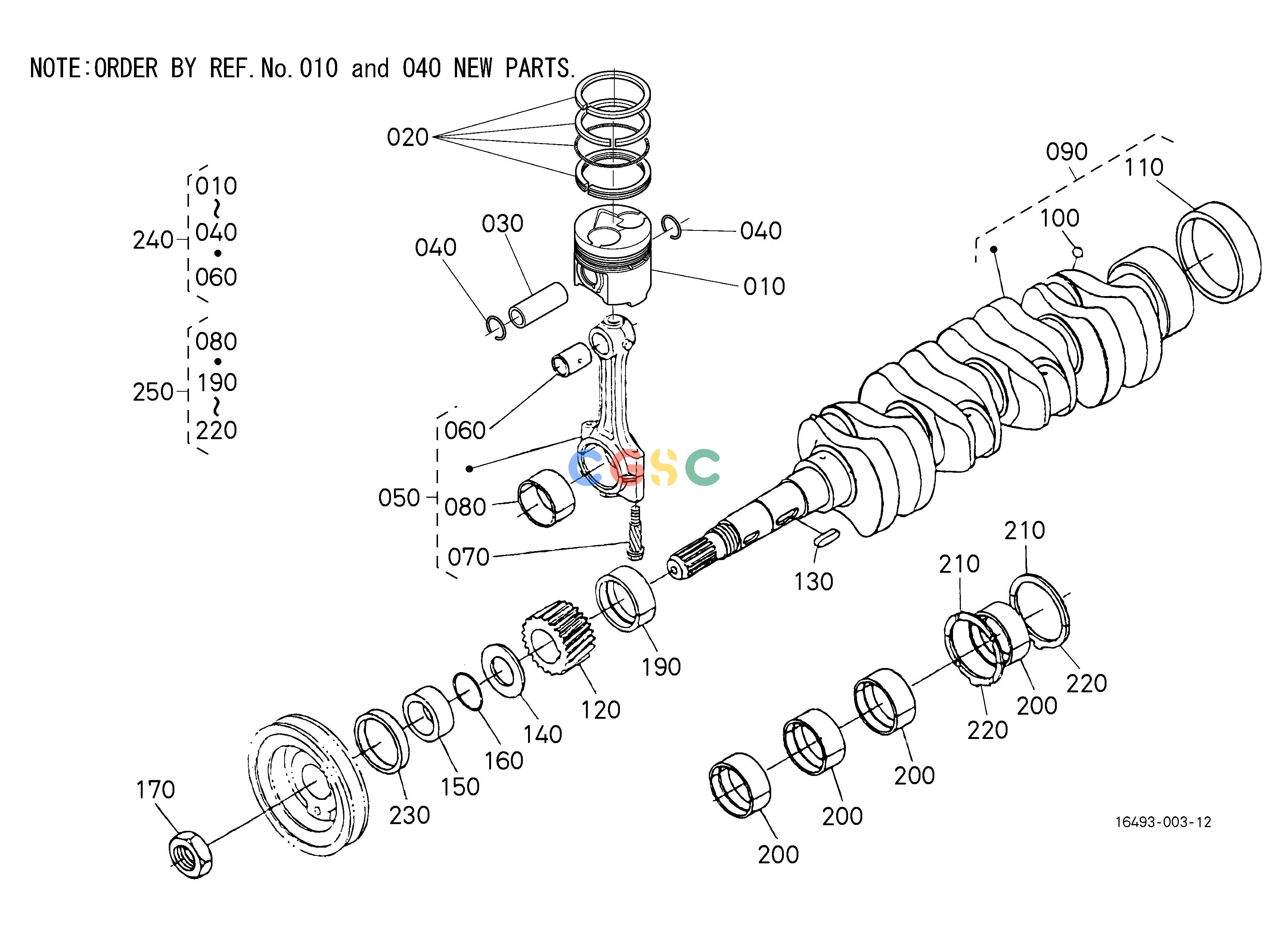 久保田零件查询010201 PISTON AND CRANKSHAFT [OLD TYPE] ## S.No.<=3Y4959 ENGINEEPC Kubota online