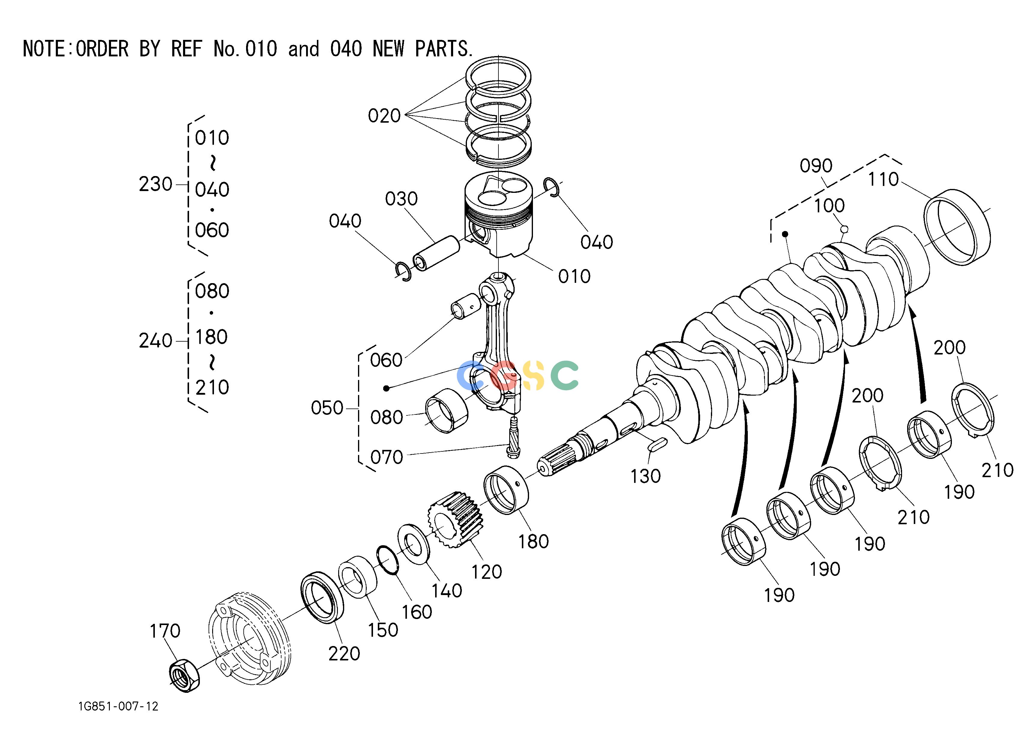 久保田零件查询010202 PISTON AND CRANKSHAFT [NEW TYPE] ## S.No.>=4A0001 ENGINEEPC Kubota online