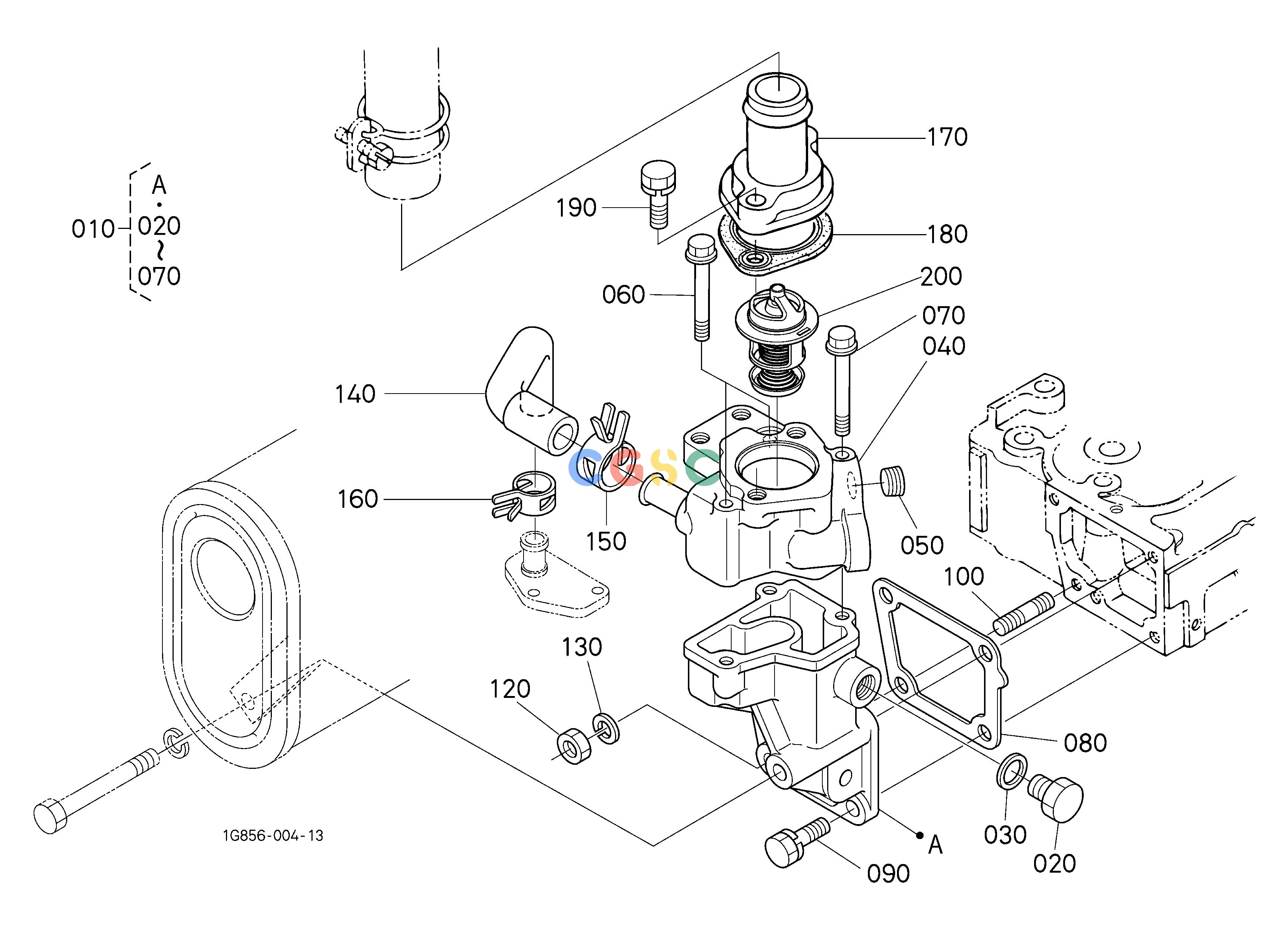 久保田零件查询050002 WATER FLANGE AND THERMOSTAT [NEW TYPE] ## S.No.>=4A0001 ENGINEEPC Kubota online
