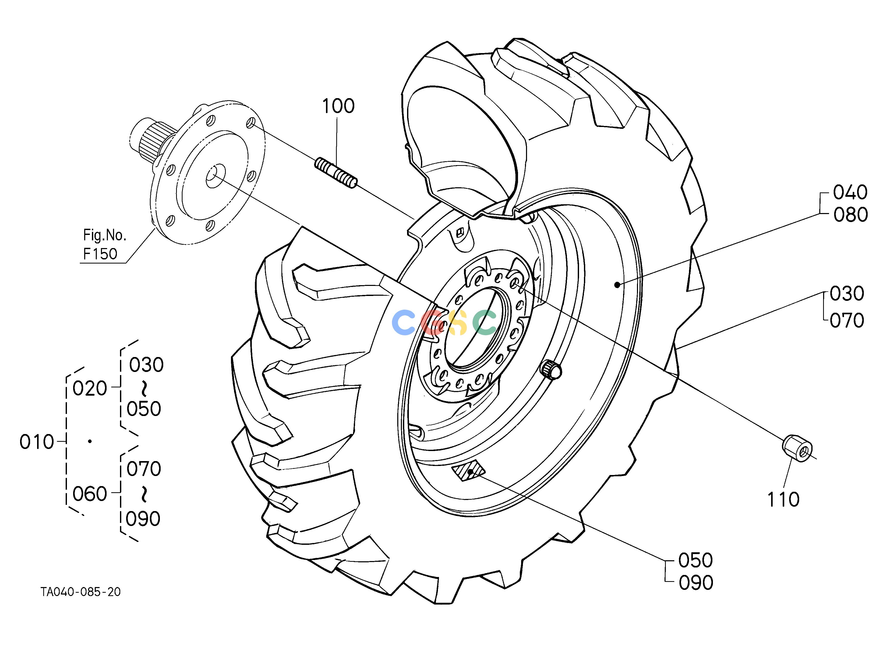 久保田零件查询P10104 FRONT WHEEL (10-16.5) FRONT/REAR TIREEPC Kubota online