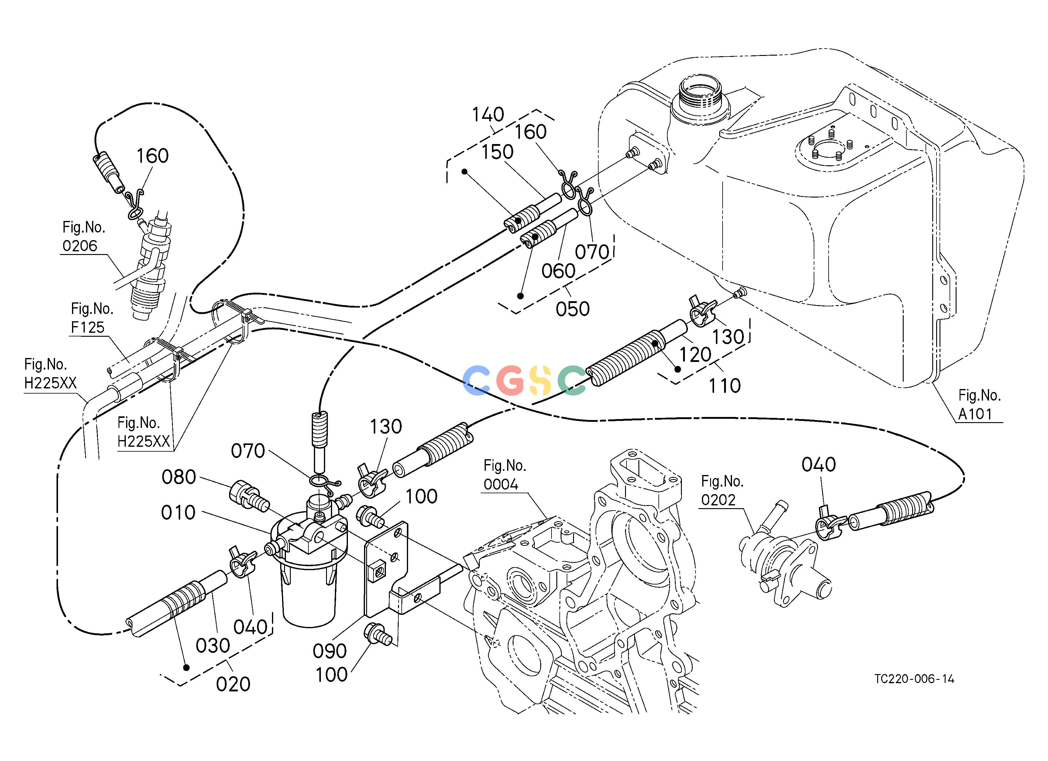 久保田零件查询A11001 FUEL PIPE AND FUEL FILTER [EXCEPT HST TYPE] FUEL SYSTEMEPC Kubota online