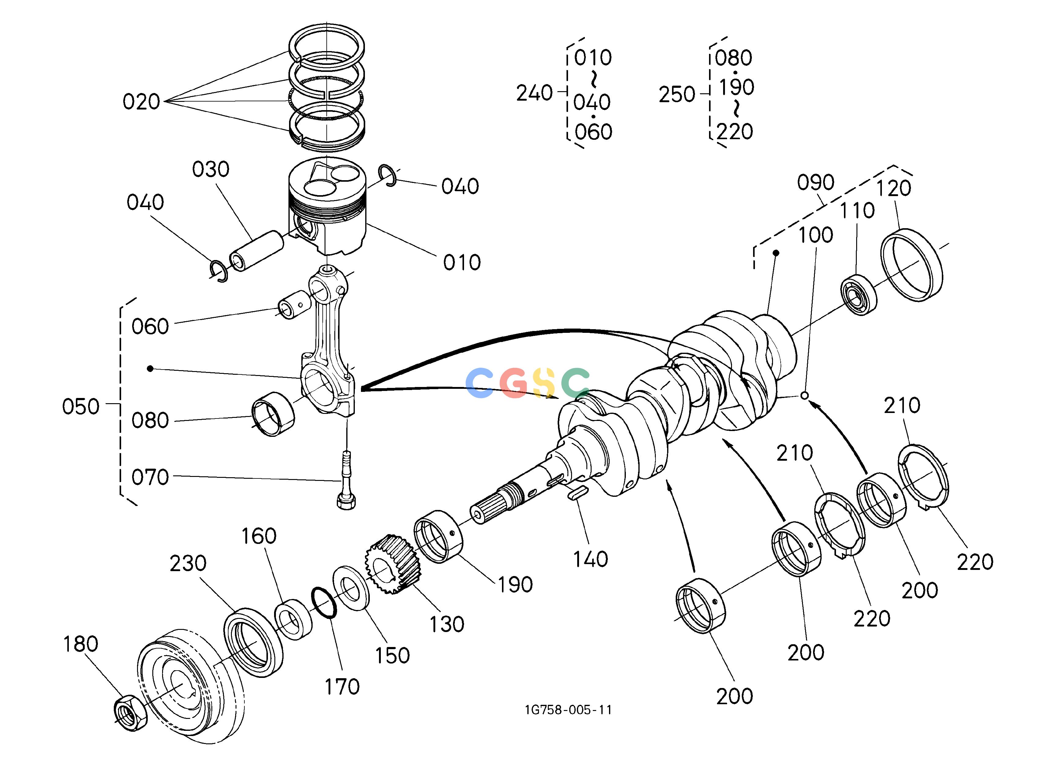 久保田零件查询010203 PISTON AND CRANKSHAFT [D1703-MA-E2A/D1703-MA-E2A-HST] ## S.No.<=7Y2373 [NOTE:ORDER BY REF.No.010 and 040 NEW PARTS.] ENGINEEPC Kubota online