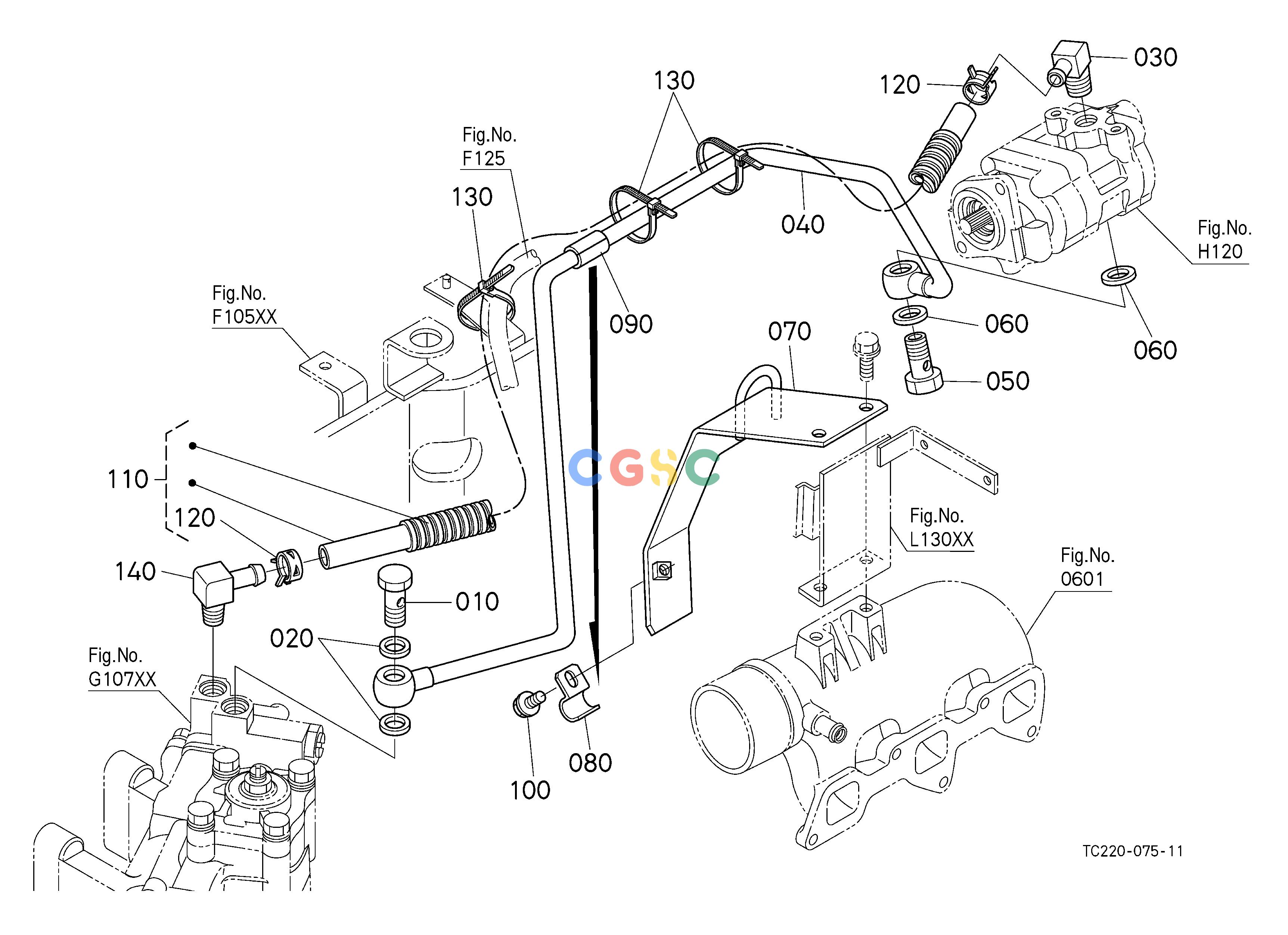久保田零件查询H22501 HYDRAULIC OIL LINE(POWER STEERING) [EXCEPT HST TYPE] HYDRAULIC SYSTEMEPC Kubota online