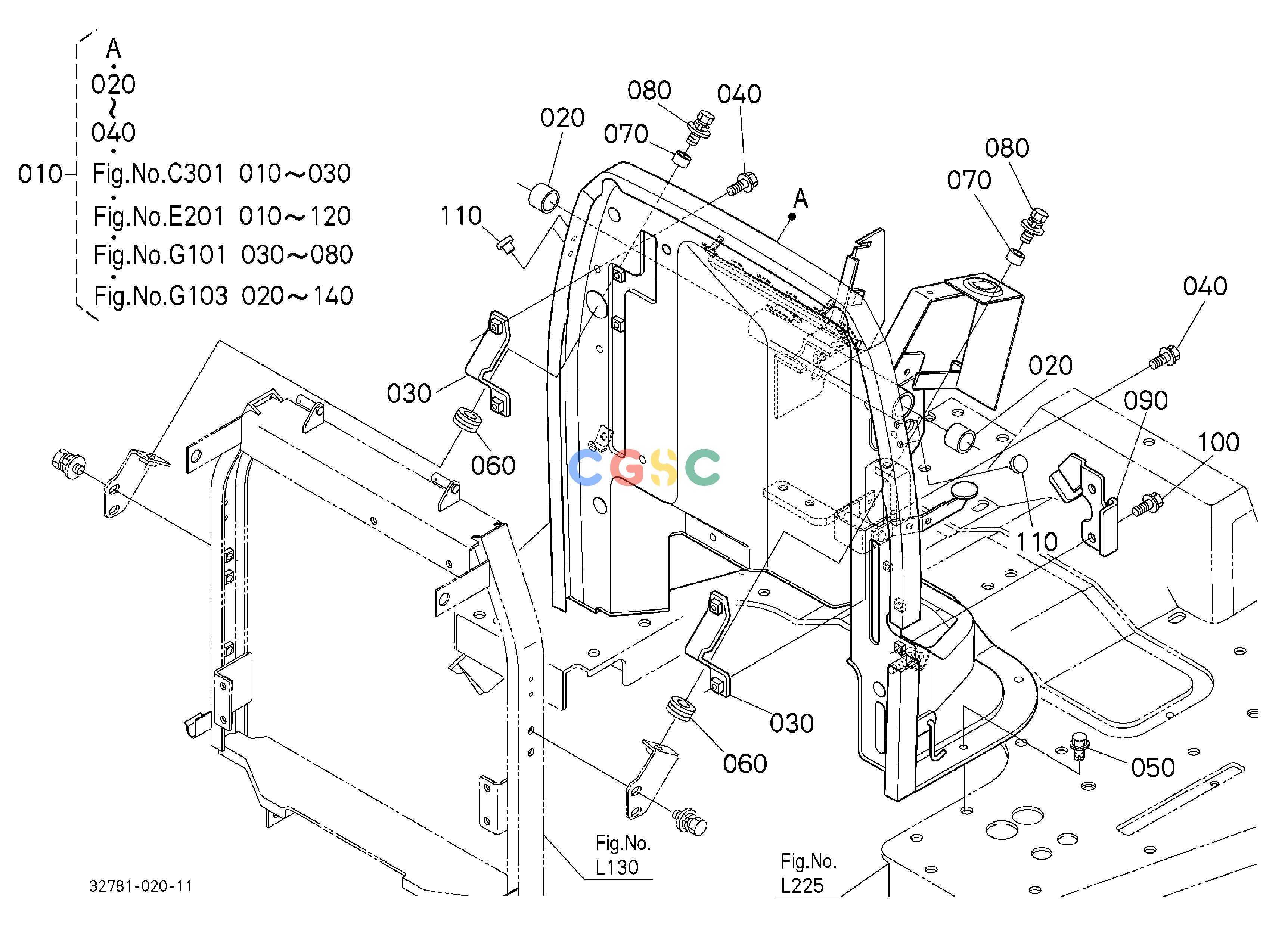 久保田零件查询L20100 PANEL FRAME ## NOTE:ORDER BY REF.No.010,Fig.G105 REF.040,090 and Fig.G110 REF.020 NEW PARTS. HOOD/BONNETEPC Kubota online
