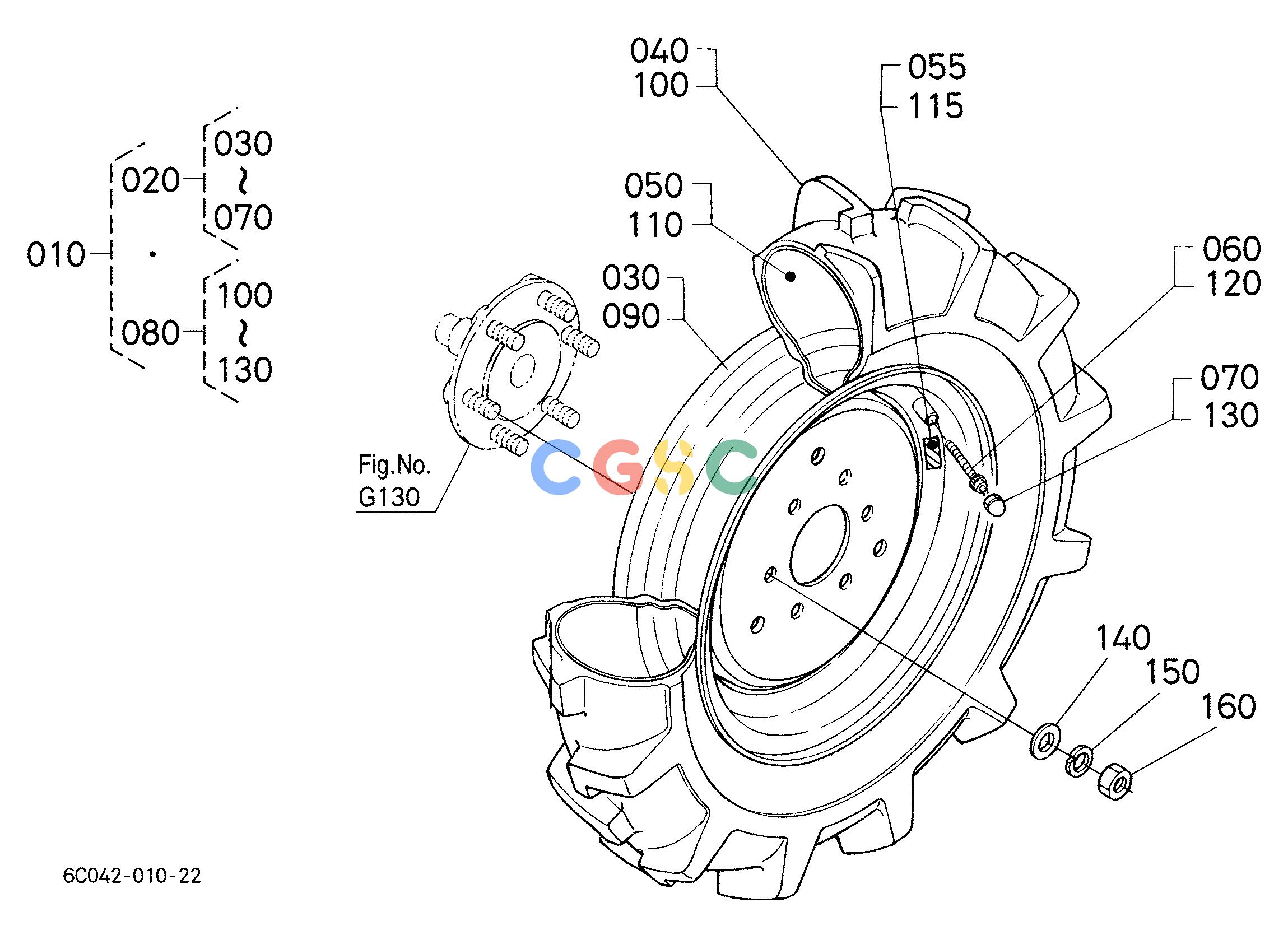 久保田零件查询R10105 FRONT WHEEL(6-12B) [AU][NZ] FRONT TIREEPC Kubota online