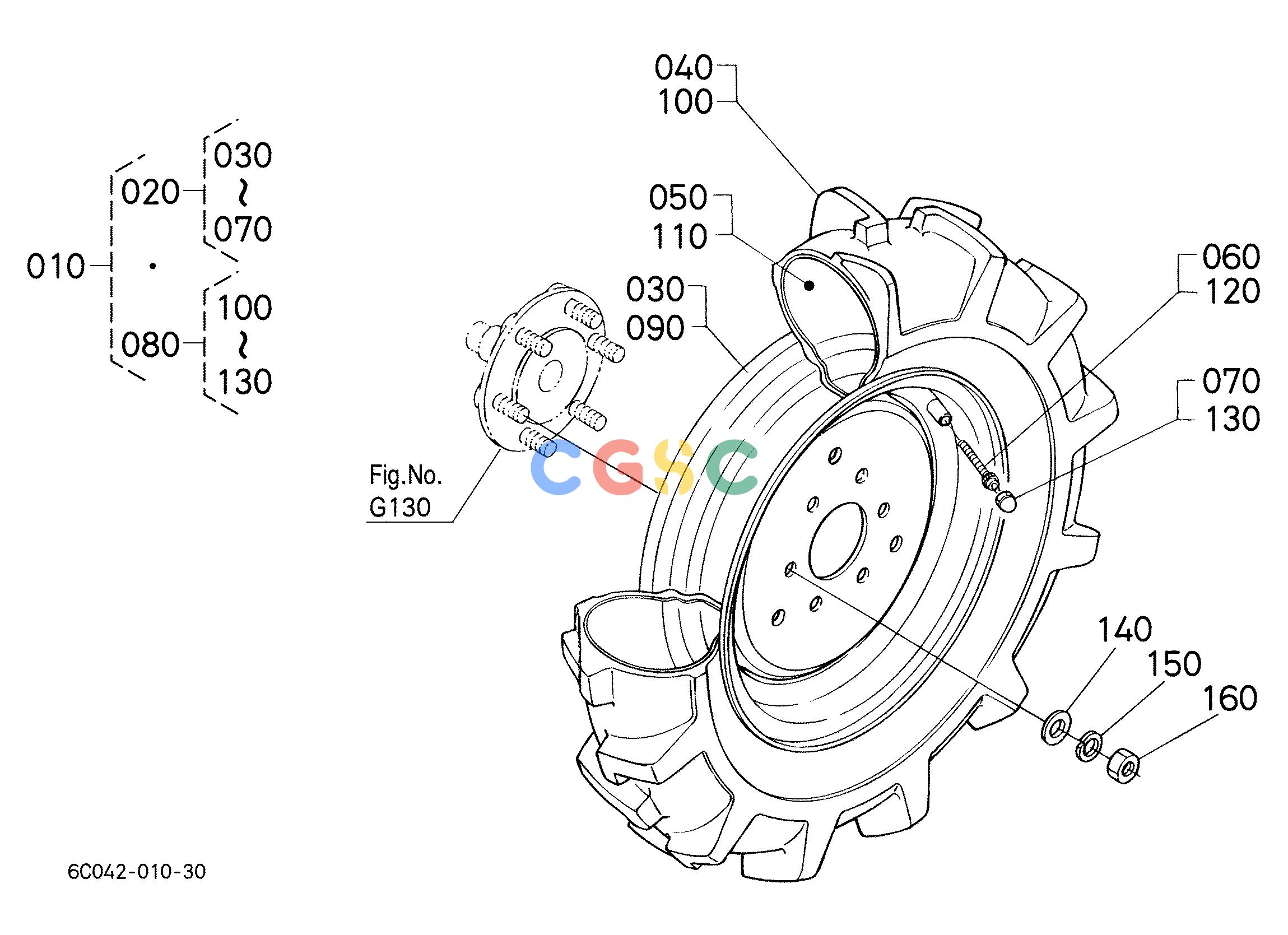 久保田零件查询R10106 FRONT WHEEL(6-12) [AU][NZ] FRONT TIREEPC Kubota online