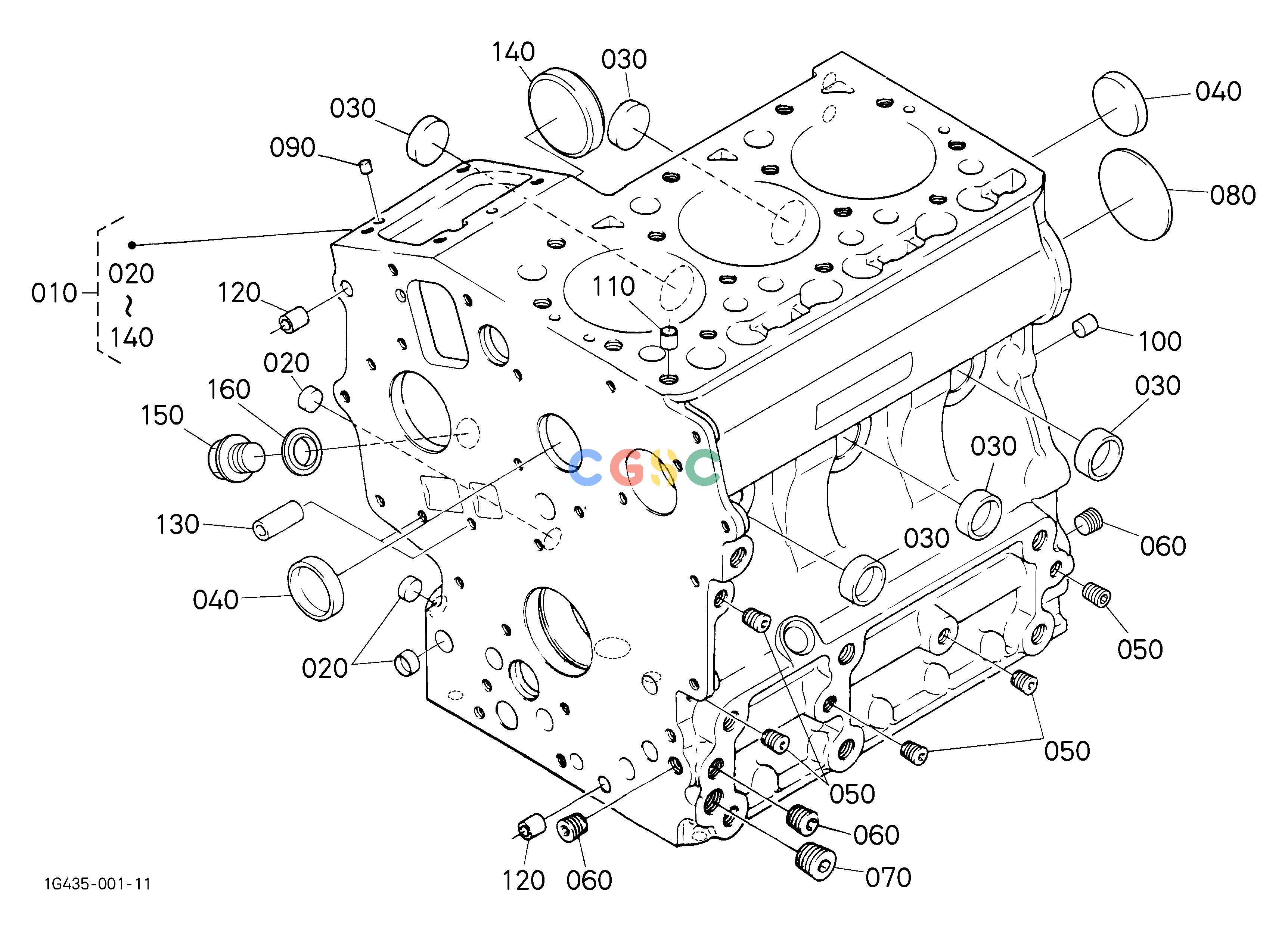 久保田零件查询000100 CRANKCASE ## NOTE:ORDER BY REF.No.010 NEW PART and REF.No.160 NEW PART. ENGINEEPC Kubota online