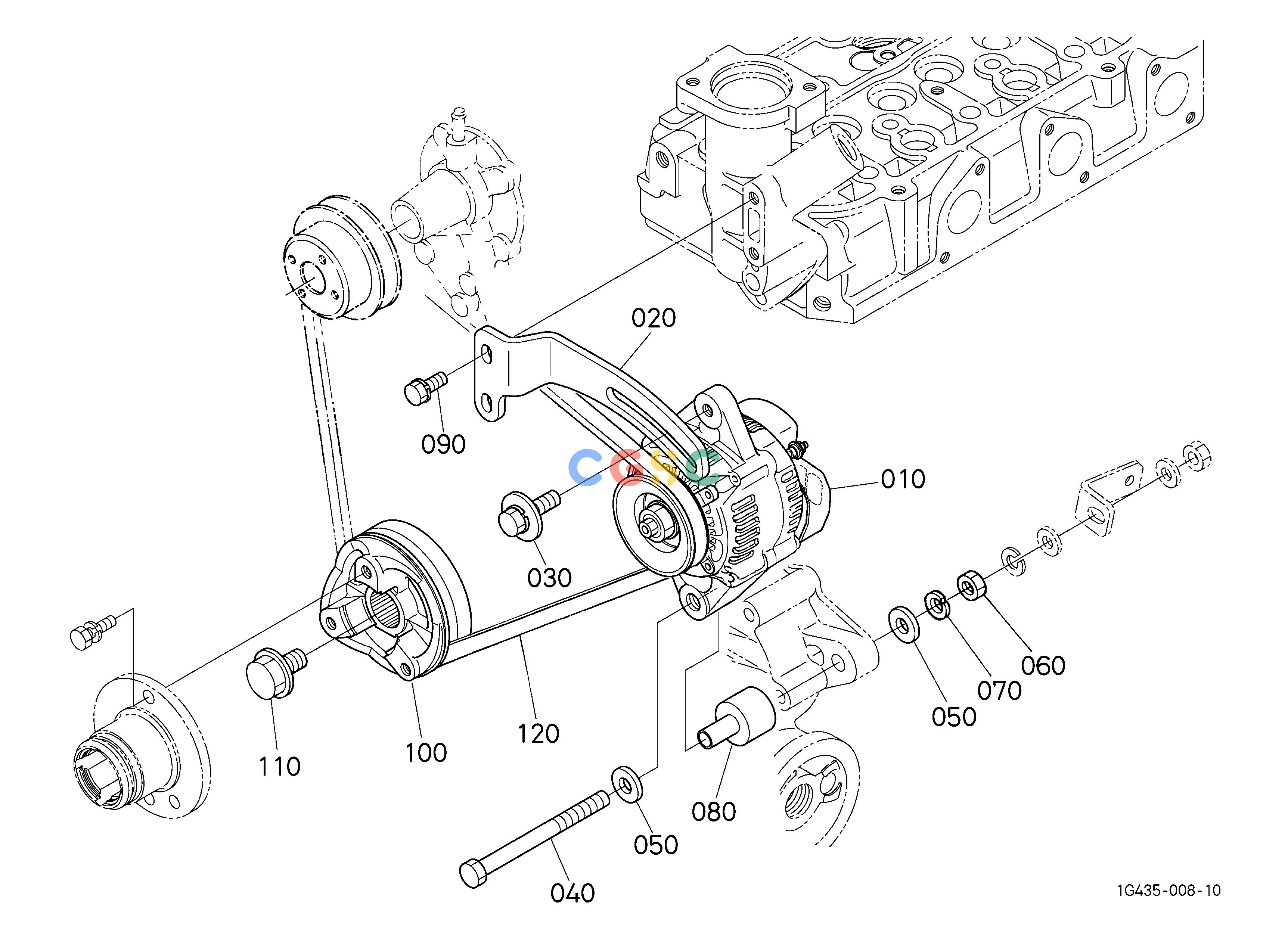 久保田零件查询040200 ALTERNATOR AND PULLEY ENGINEEPC Kubota online
