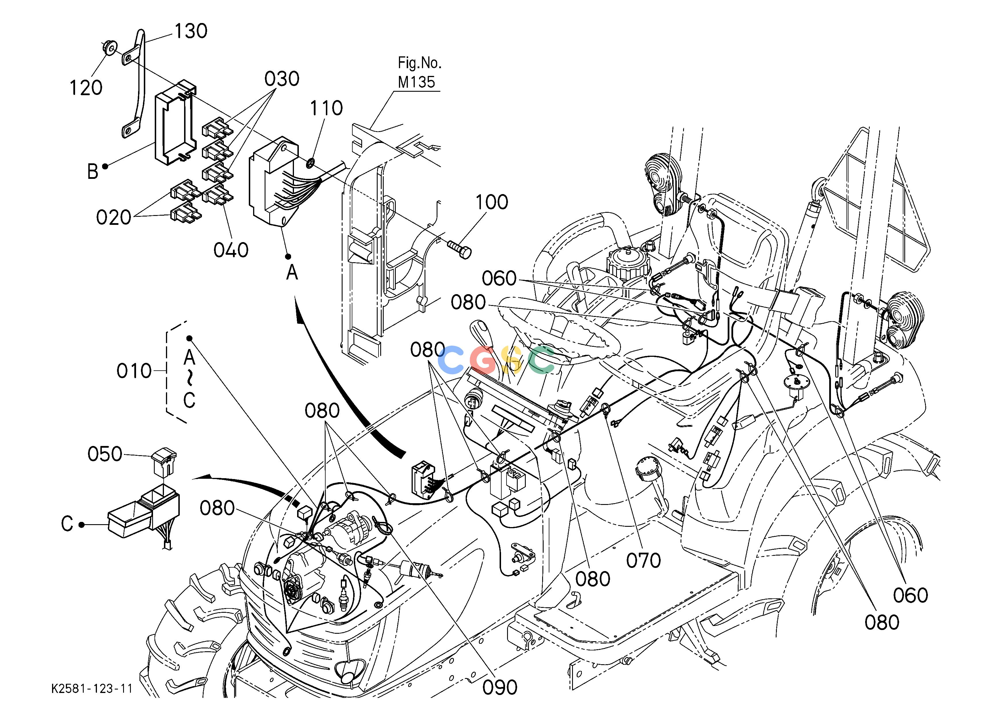 久保田零件查询B50103 ELECTRICAL WIRING ## S.No.>=52258 NOTE:ORDER BY REF.No.010 NEW PART and ALL PART OF Fig.No.U825. ELECTRICAL SYSTEMEPC Kubota online