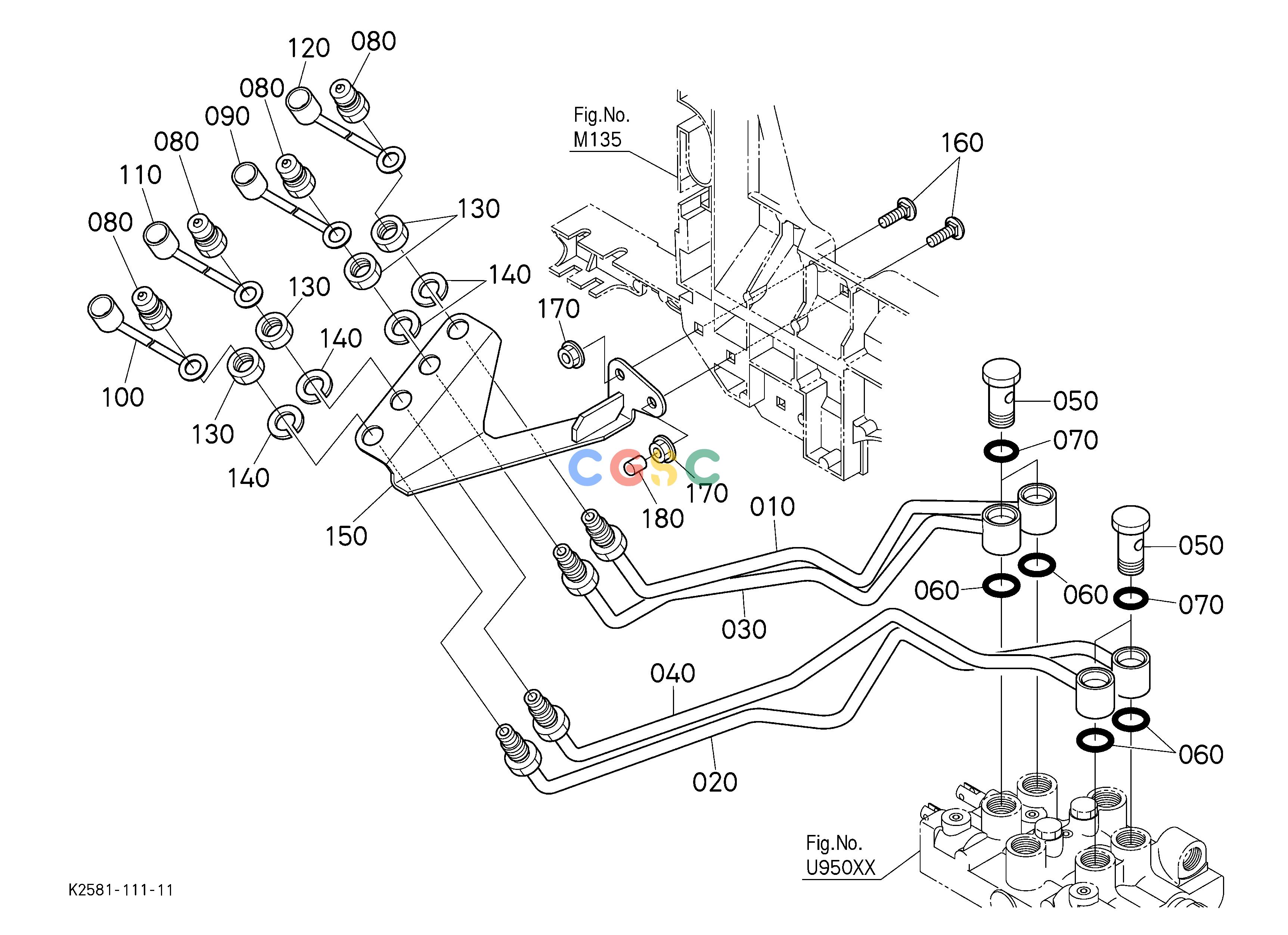 久保田零件查询U95006 FRONT CONTROL VALVE KIT(OIL LINE 1) [OPTION] OPTIONEPC Kubota online