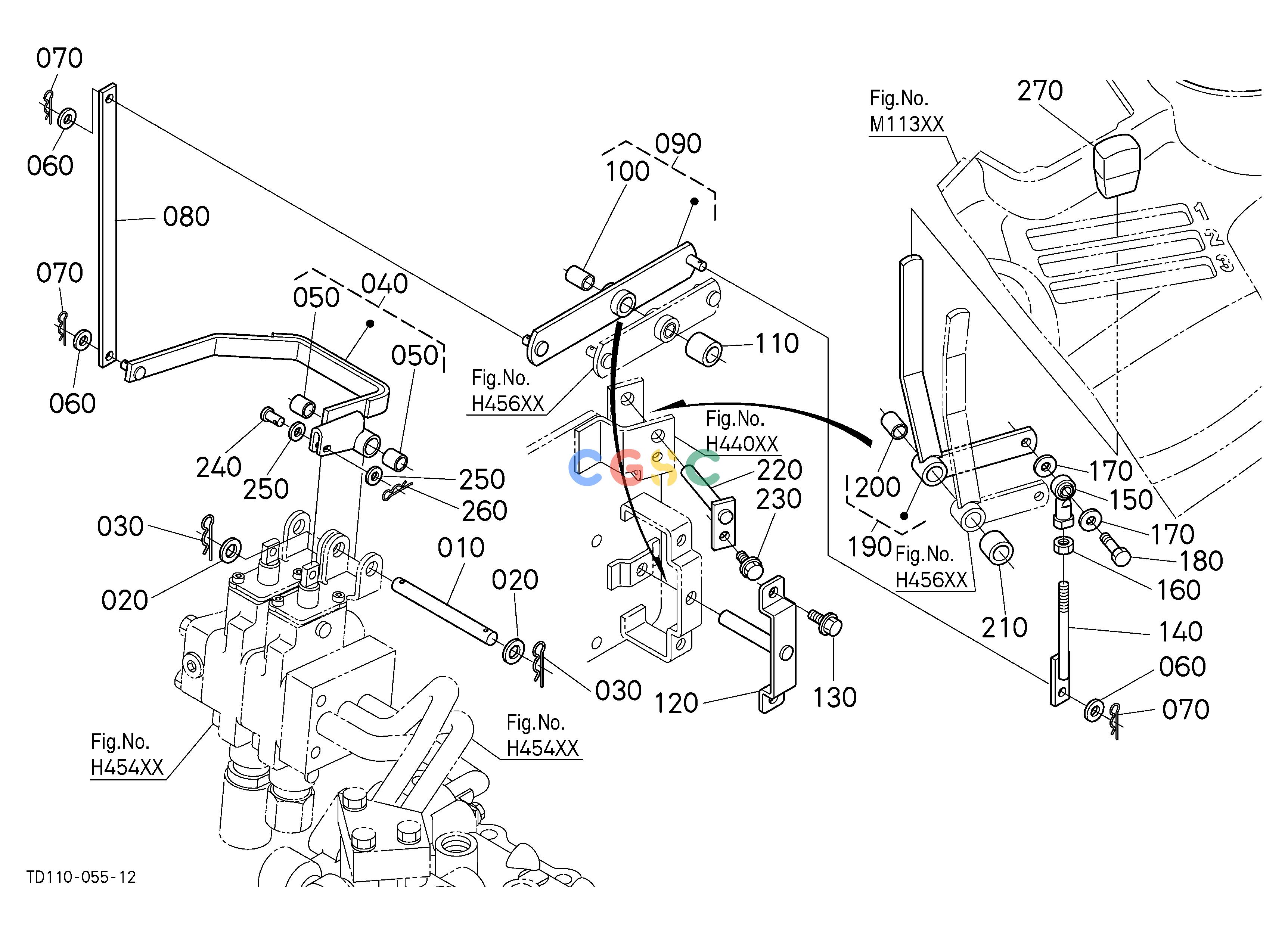 久保田零件查询H45500 AUXILIARY CONTROL VALVE LEVER (1ST) [CA] HYDRAULIC SYSTEMEPC Kubota online