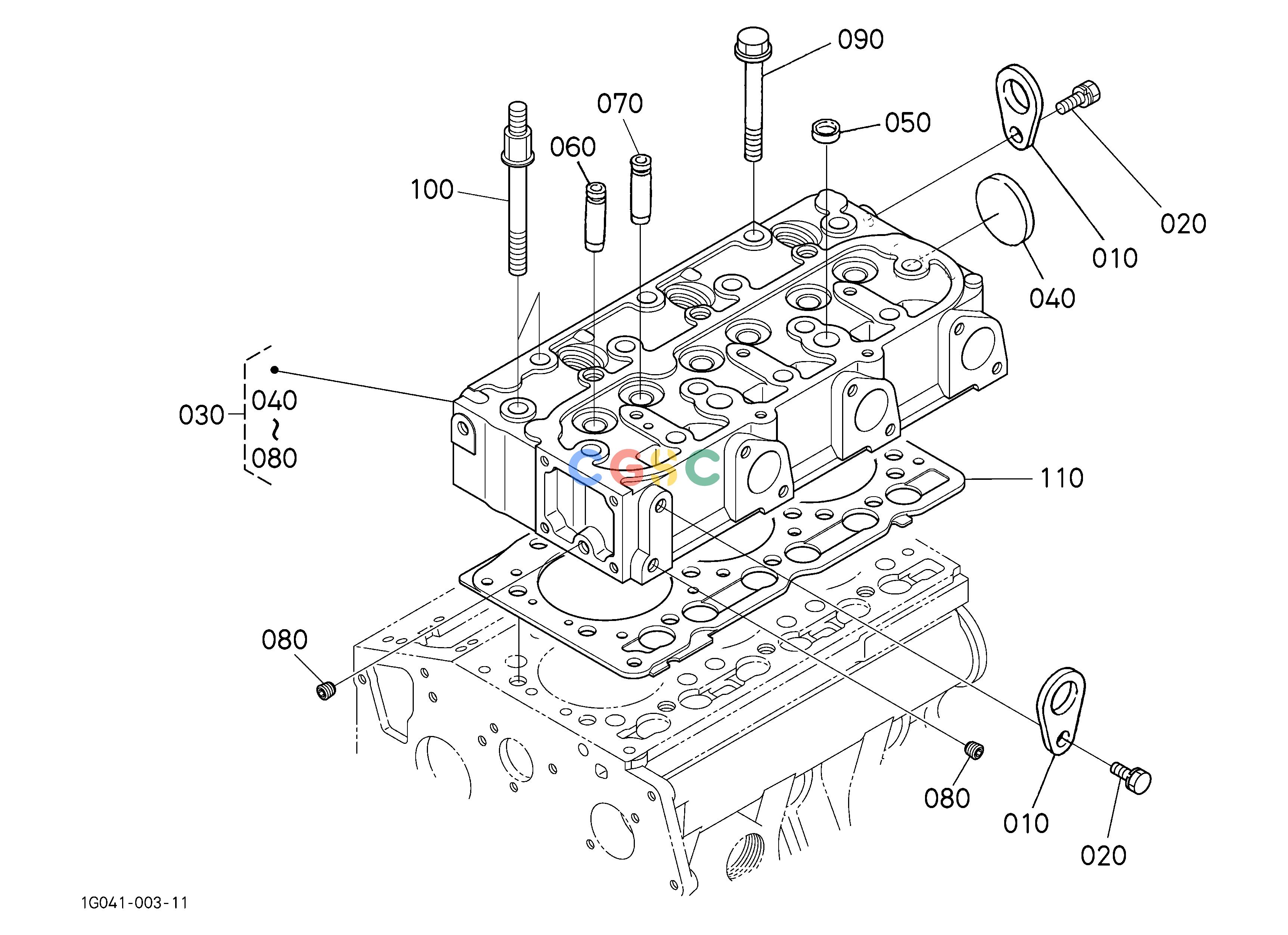 久保田零件查询000301 CYLINDER HEAD ## S.No.<=1CXZ999 S.No.;<=1CXZ999 ENGINEEPC Kubota online